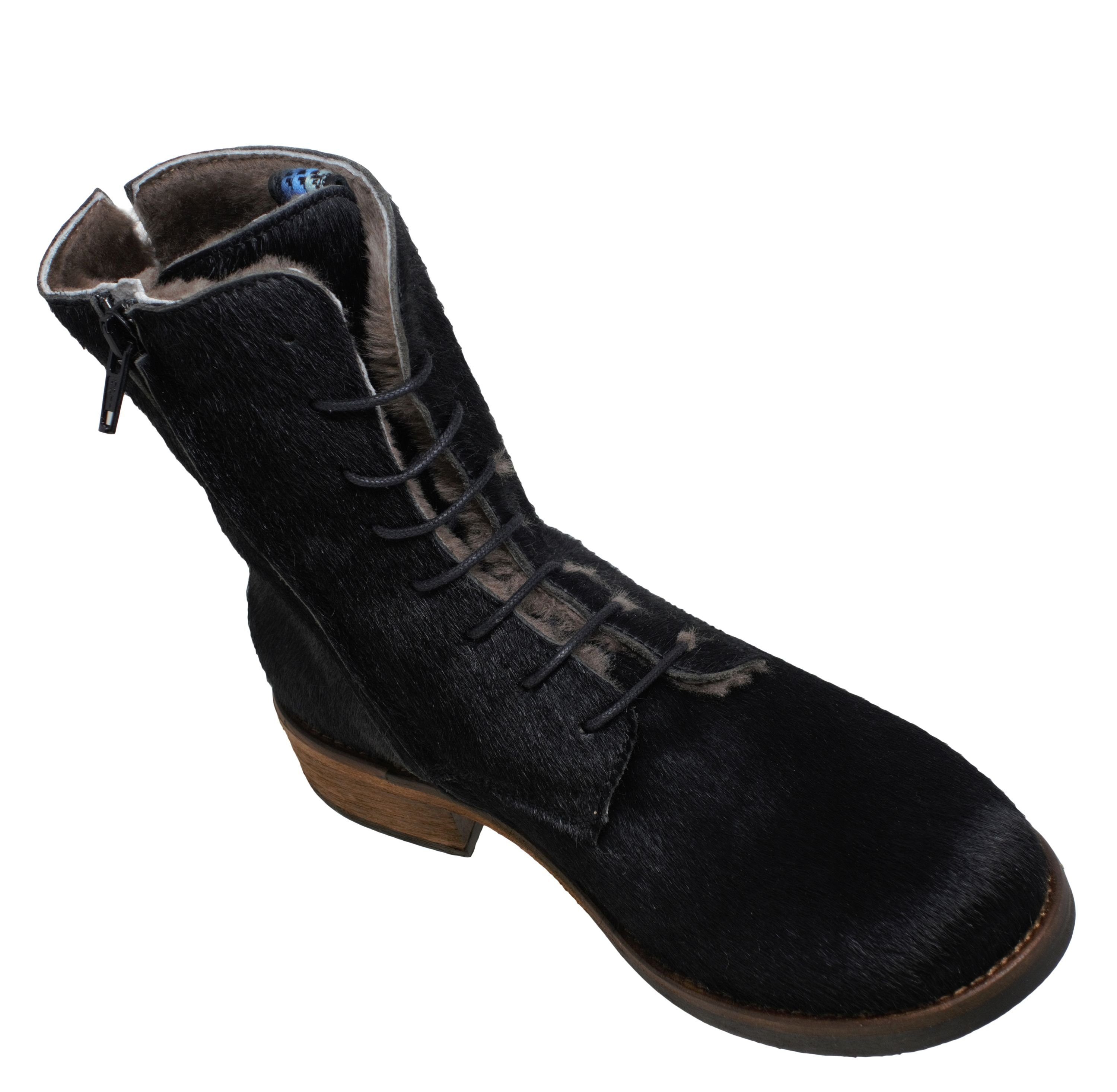 Leder Boots Momino Momino 3953 Lammfell Schnürstiefelette Stiefeletten Stiefel