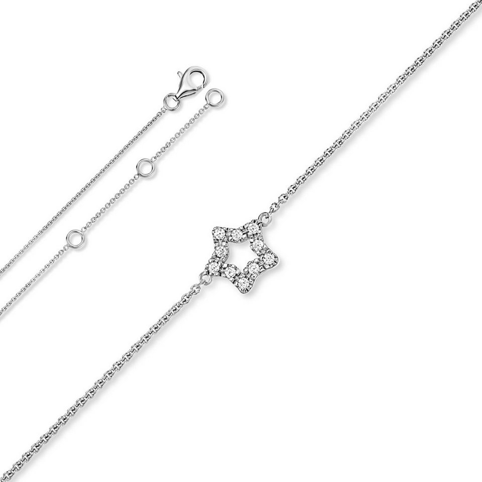 ONE ELEMENT Silberkette Zirkonia Stern Halskette aus 925 Silber 45 cm Ø, Damen  Silber Schmuck Stern