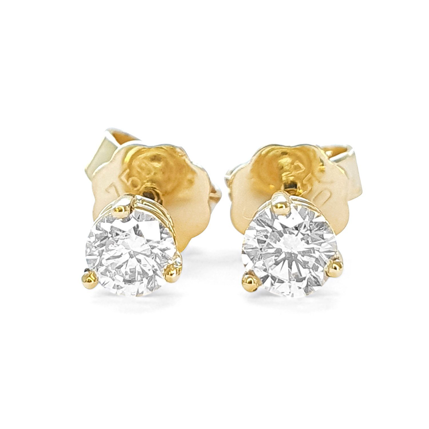 Webgoldschmied Paar Ohrstecker Damen Ohrstecker 750 Gold mit 2 Diamanten Brillanten 0,51 F/IF, handgearbeitet