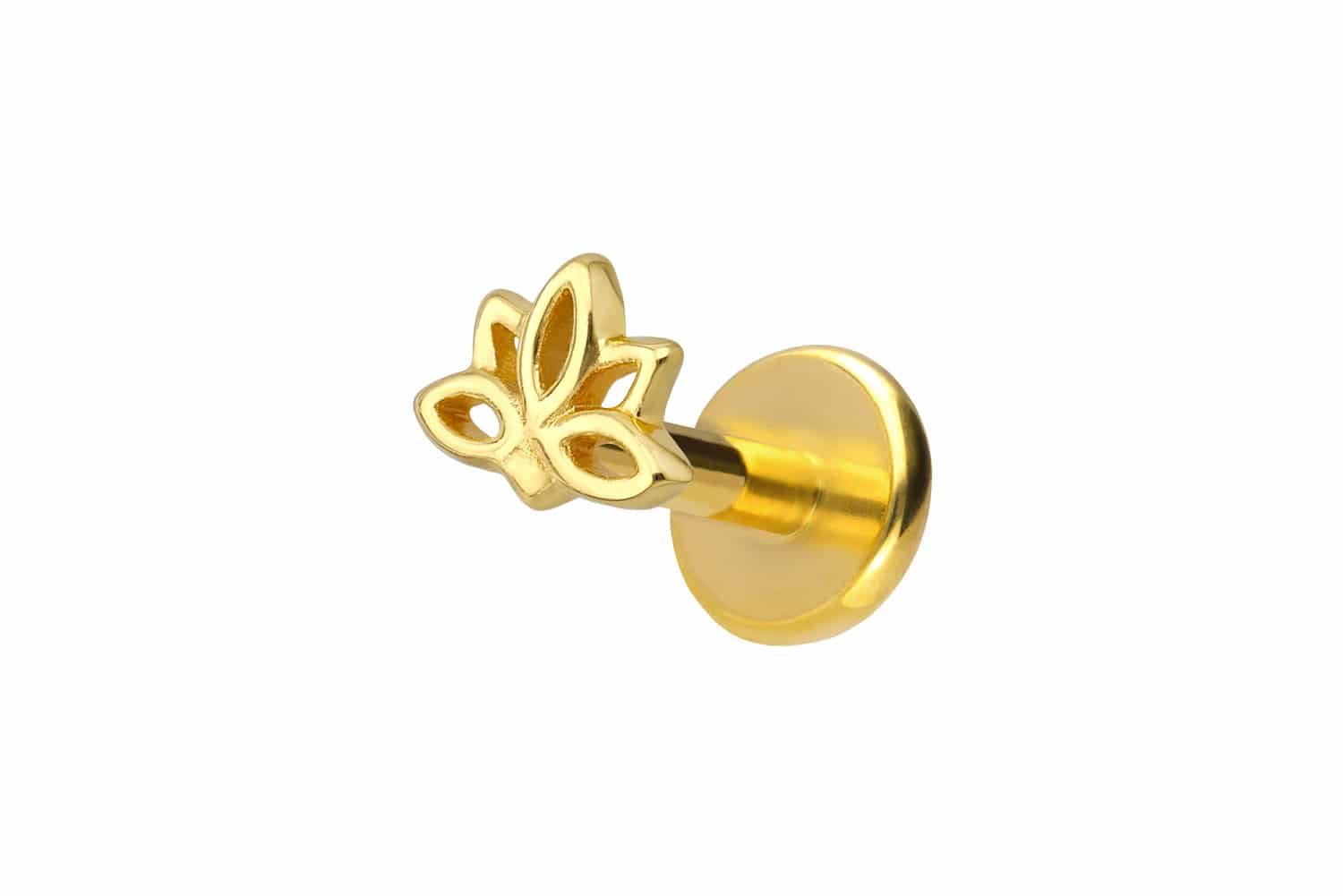 PIERCINGLINE Piercing-Set Titan Labret mit Innengewinde + 925er Silber Aufsatz LOTUSBLÜTE (Labrets, 1-tlg)