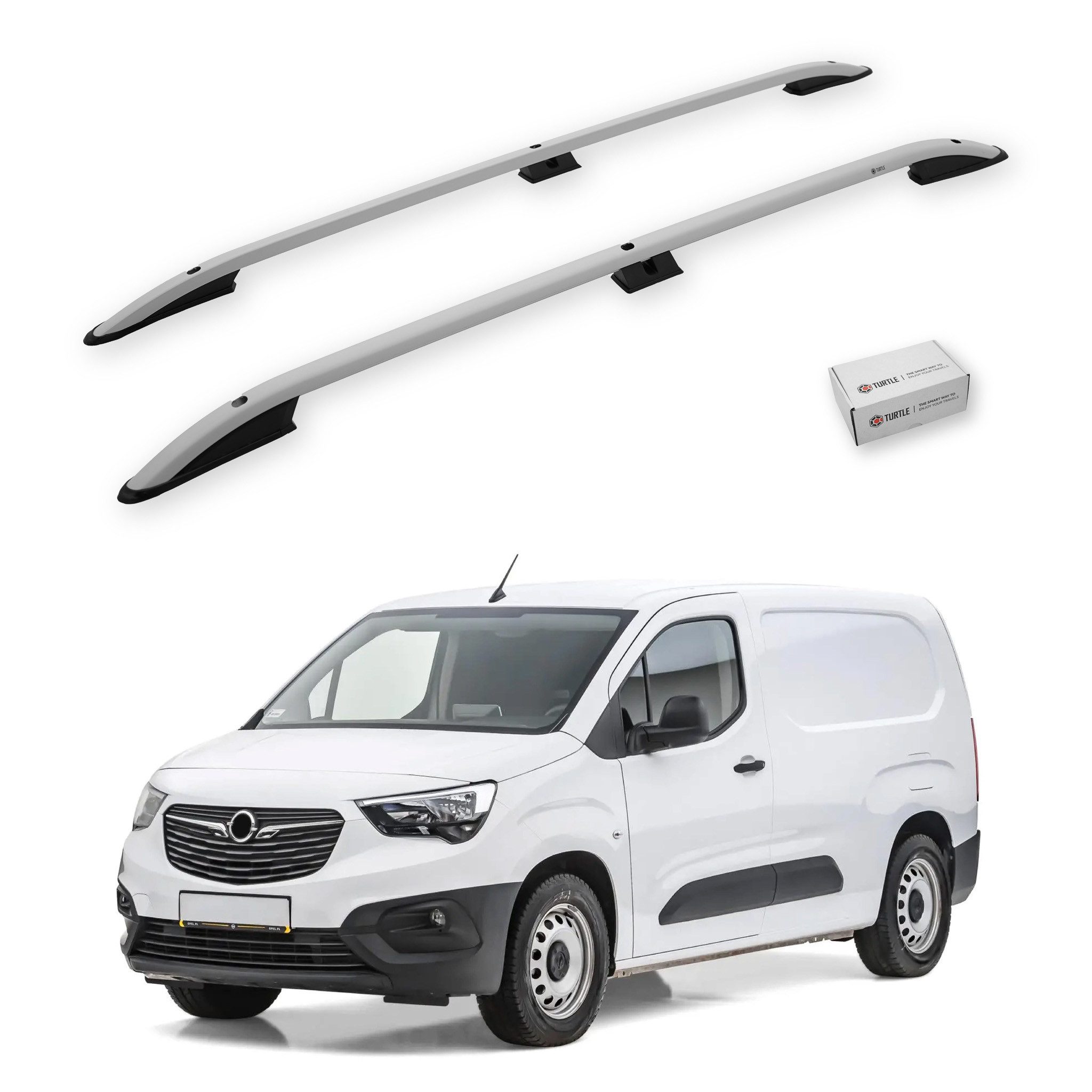 TURTLE Dachbox-Halterung TURTLE Für Opel Combo E 2019-2024 / Kurzes Chassis Crown Dachreling