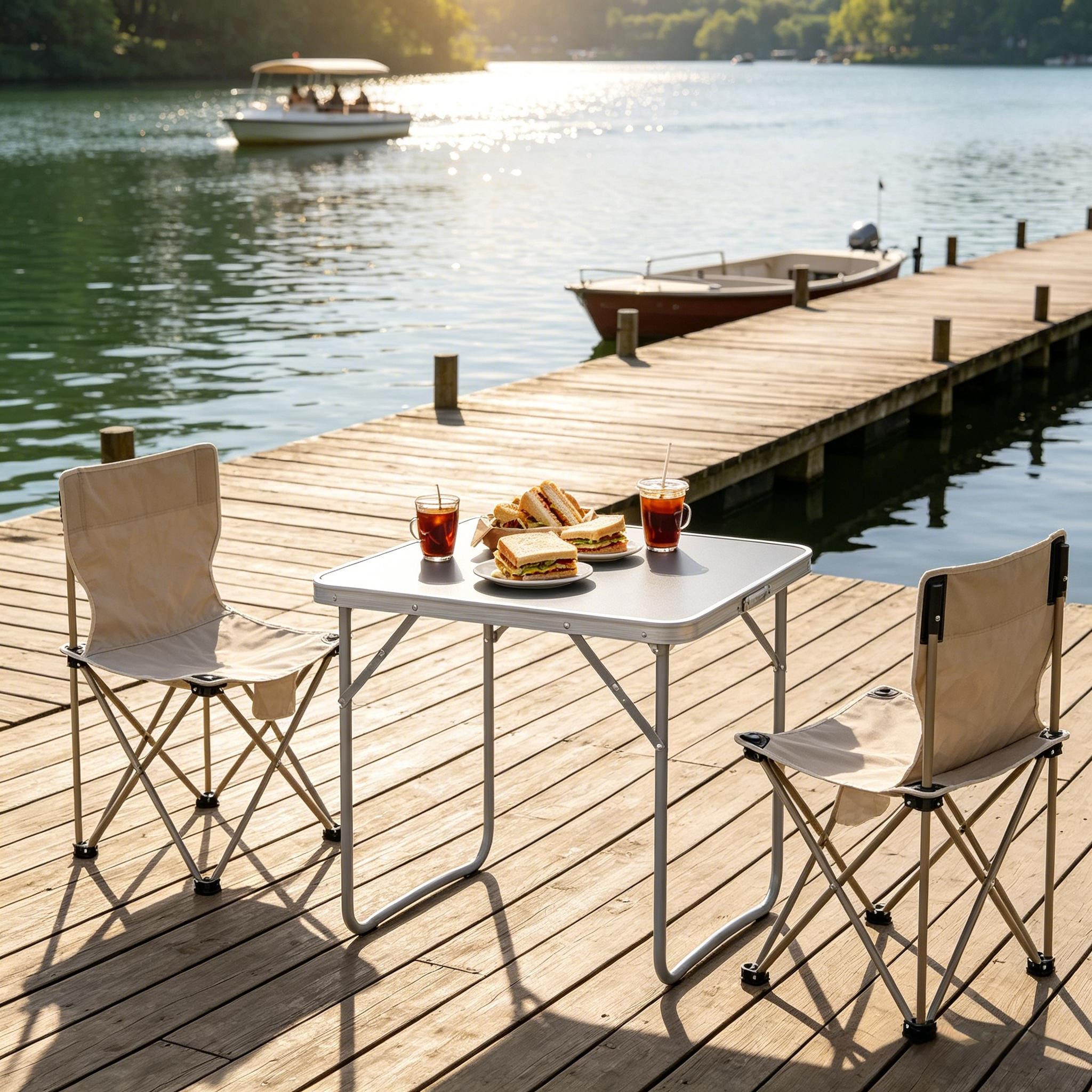 CHICFURN Campingtisch Tragbarer Klapptisch, Campingtisch (Packung, 1-St., Mehrzwecktisch, Angeltisch), 70 × 60 × 50 cm, Grau