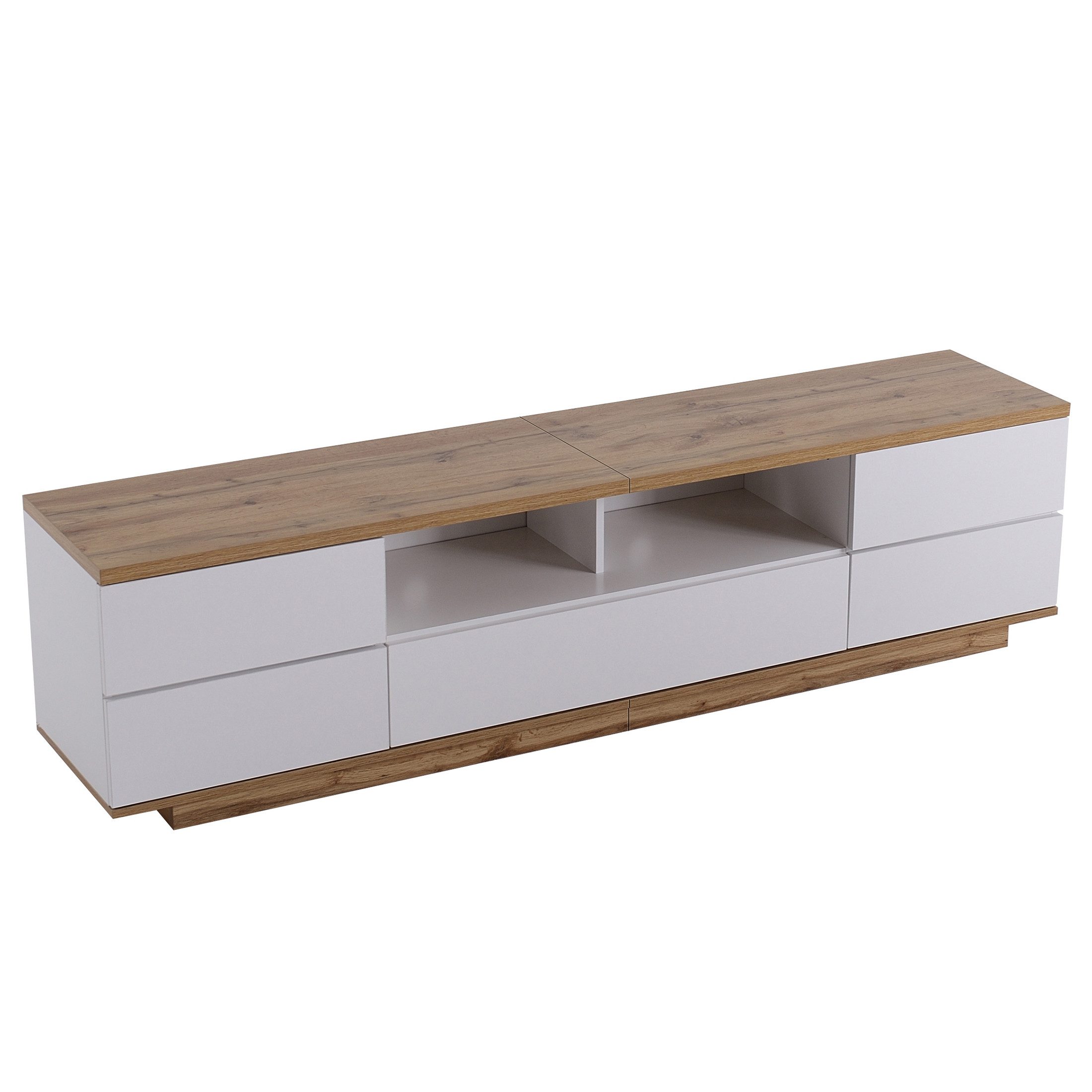 KLAM HOME Lowboard moderner TV-Schrank in weißer Ausführung (für Wohnzimmer Schlafzimmer), TV-Board Fernsehschrank Kommode für Fernseher 180 x 38 x 46