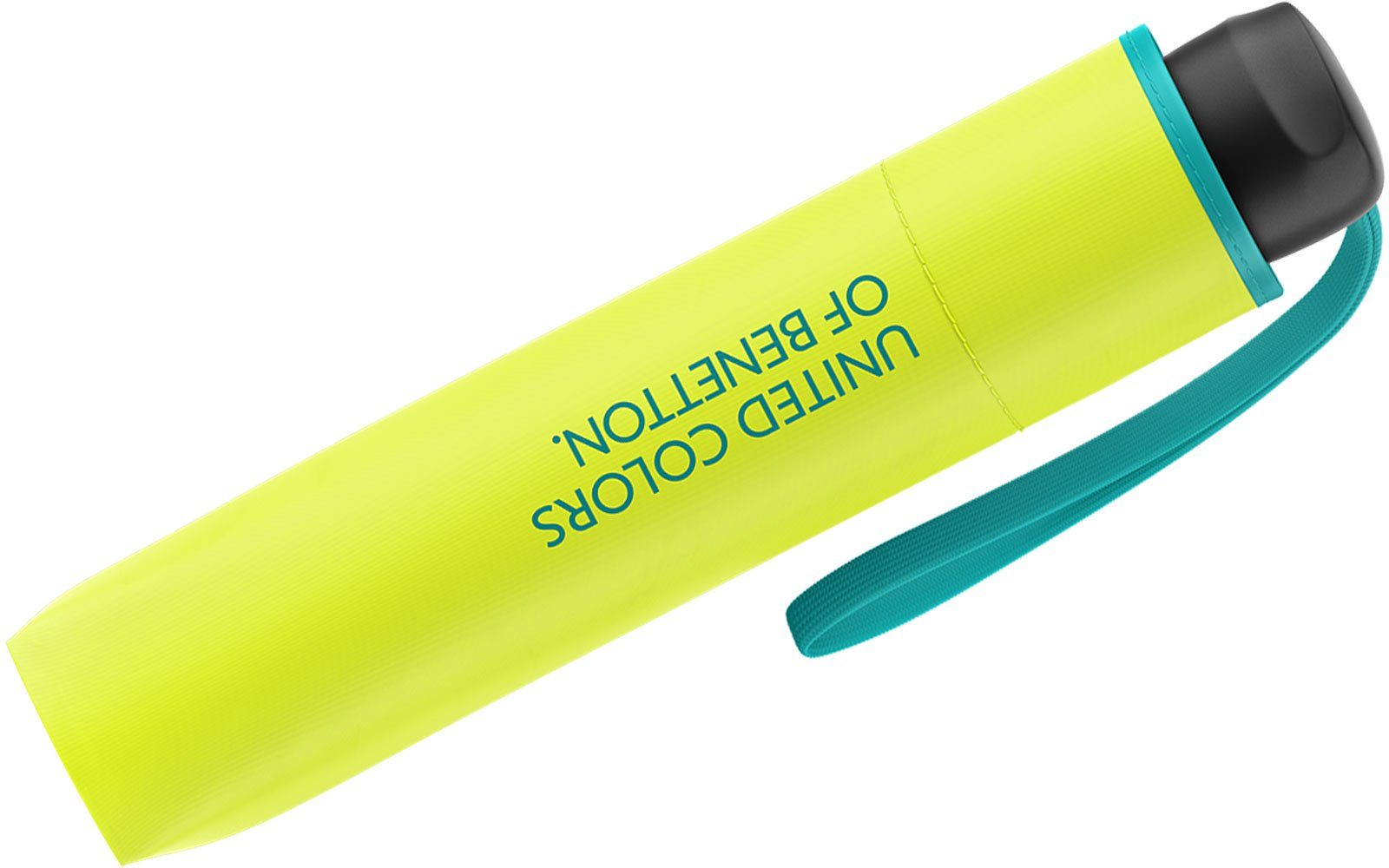 lime Modefarben 2022 Taschenregenschirm Saum limette-petrol leuchtende Colors mit of kontrastreichem Super Mini punch, United Benetton - HW