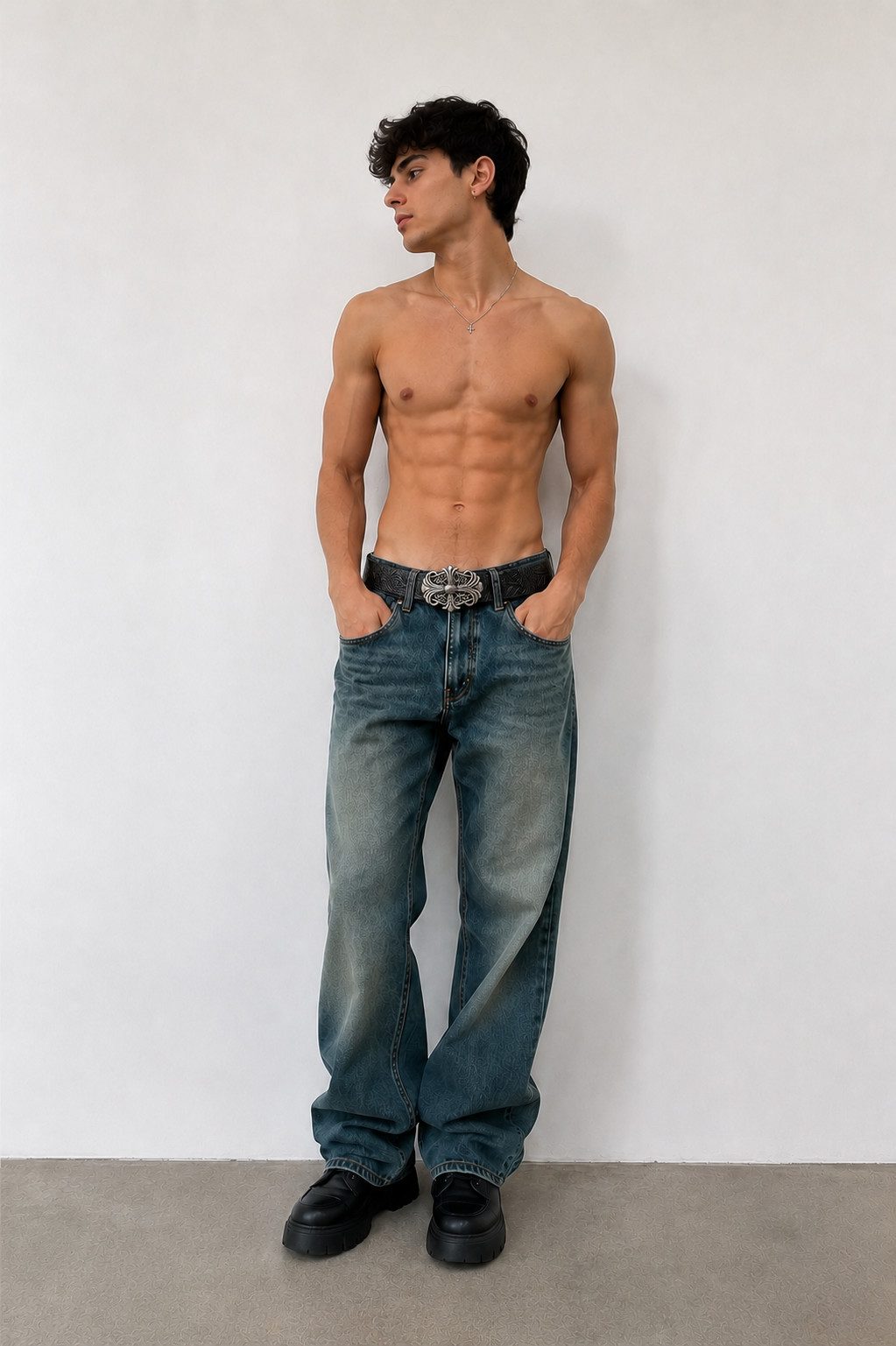 Ware aus aller Welt Koppelgürtel Gürtel mit floraler Western-Schnalle – Unisex Retro Jeansgürtel