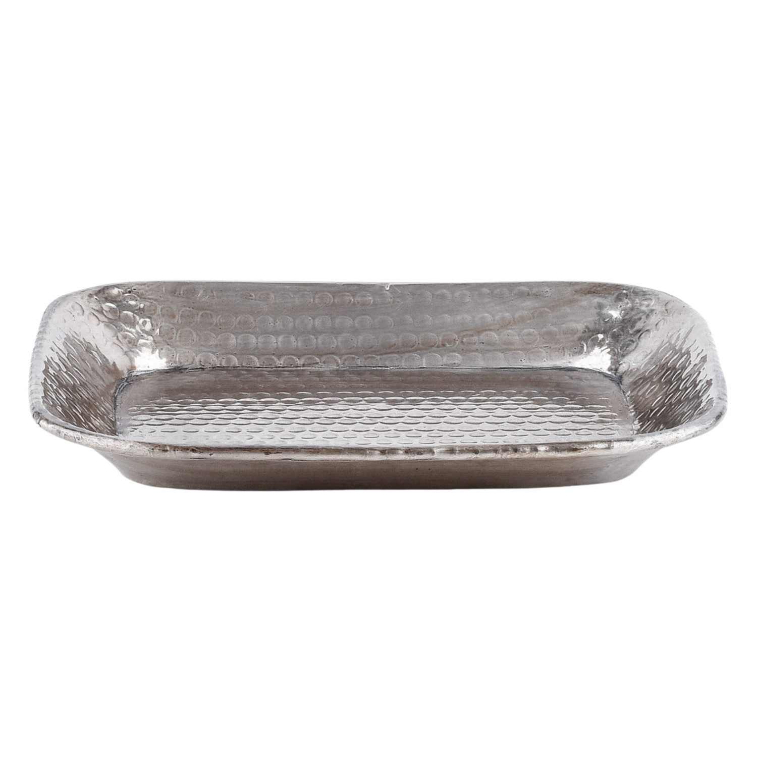 Marrakesch Orient & Mediterran Interior Dekotablett Tablett Kerzentablett Skandinavisch Lesha Silber 21cm Eckig (1 St), Handarbeit