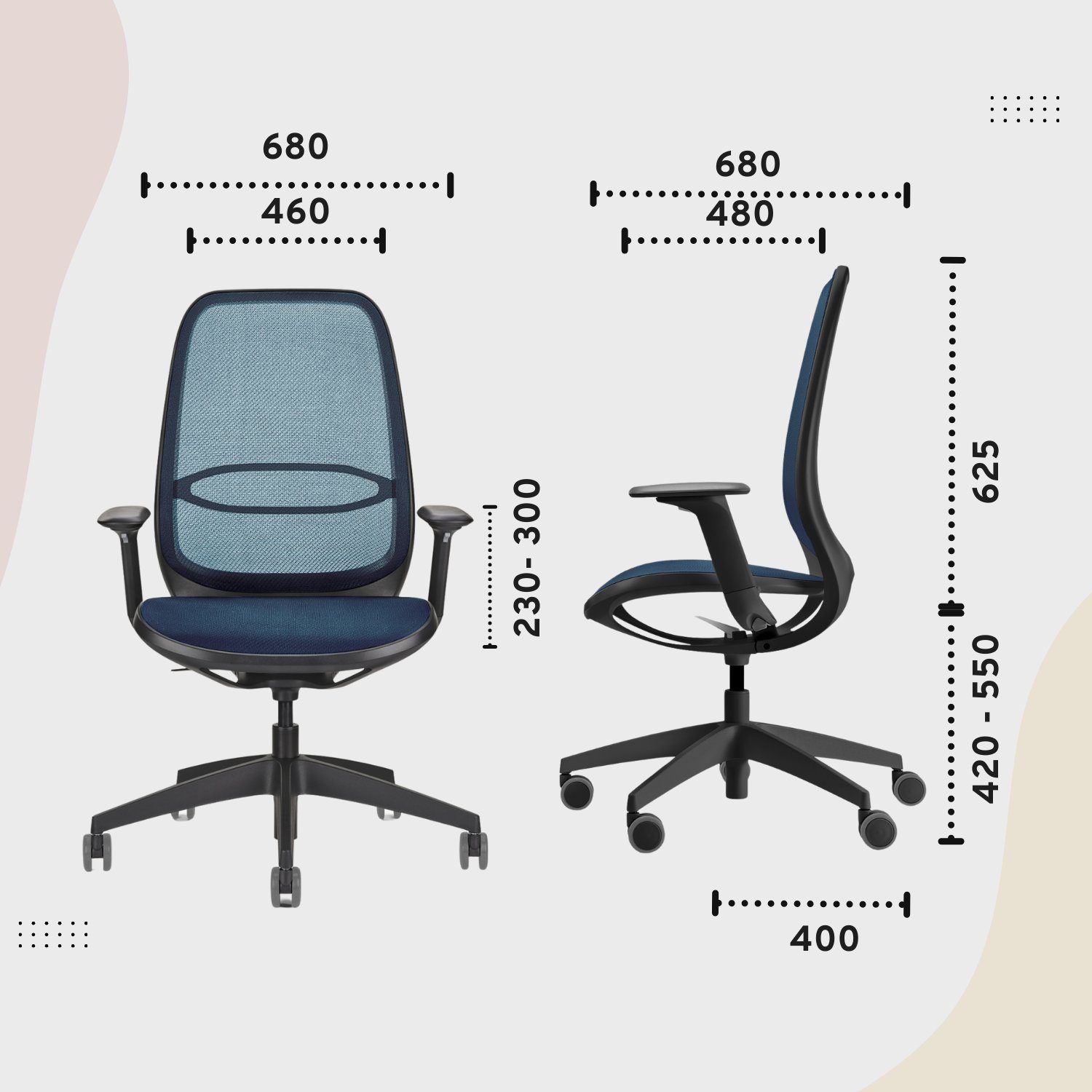 und Gewichtsanpassung se:air: mit sedus (automatischer aus Drehstuhl filigranes Lordosenstütze, Netzmembran schwarz blau Mulitfunktionsarmlehnen, und Zeitloses Bürostuhl | Design)