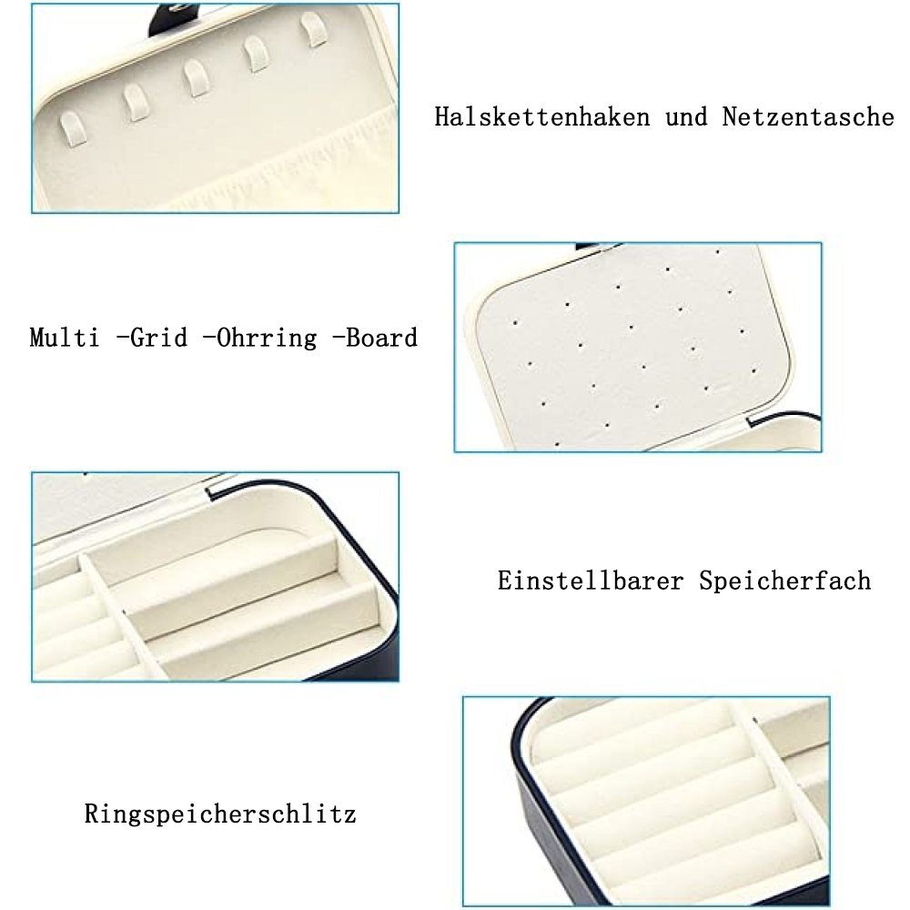 GelldG aus Kunstleder Schmuckkästchen Schmuckbox Schmuckkasten Kleine ‎‎Blau Reisen Schmuckkasten