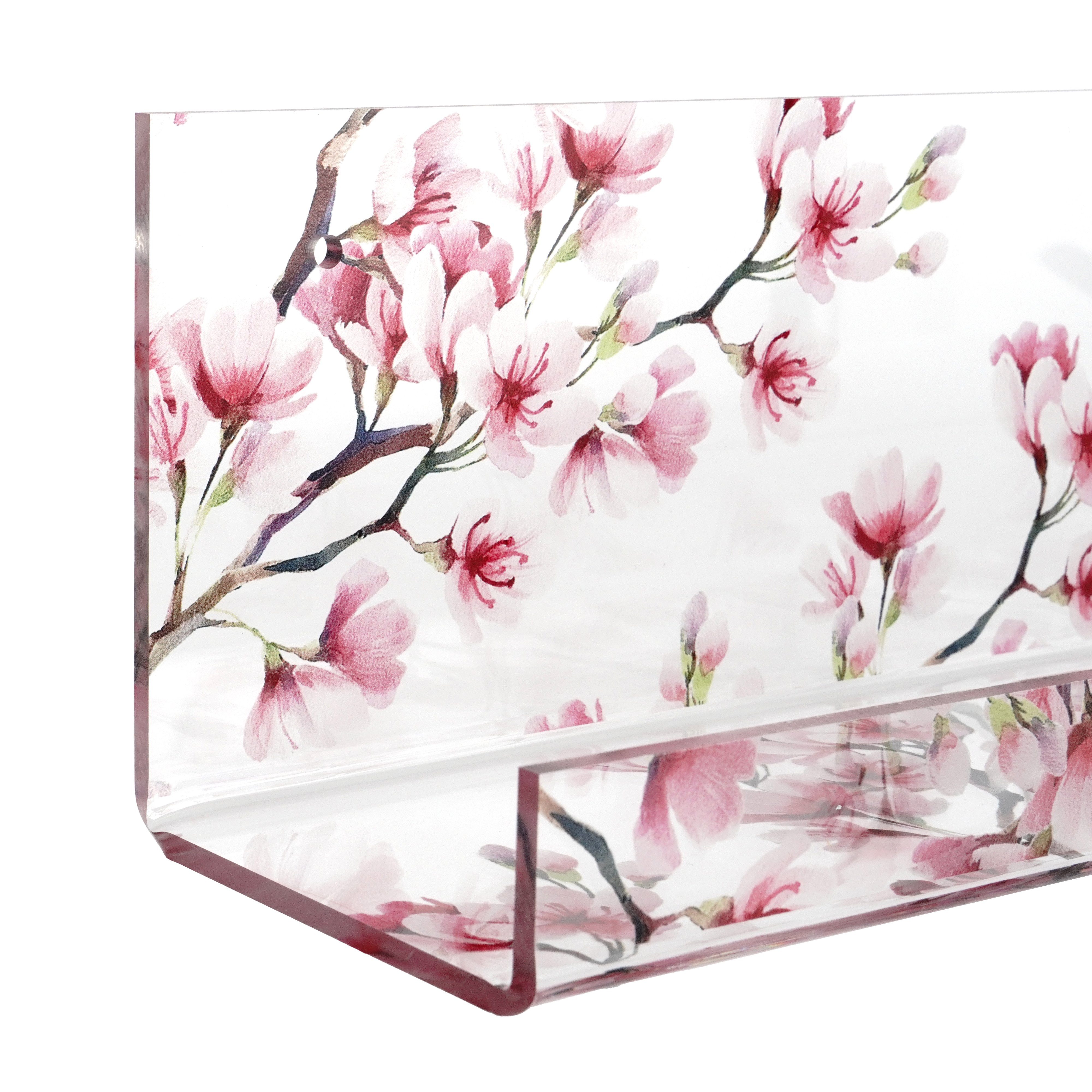 Home affaire - Badezimmerablage - Kirschblüten Küchenorganizer, & Inkl. aus Gewürzhalter - bedruckt Acrylleiste - Dübel - Gewürzboard Acrylglas Schrauben 1-tlg