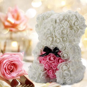 Kunstpflanze Rosenbär Rosen Teddybär Rot, Valentinstag Teddy Bär für Frauen Ewige Rose Teddy, Ewige Rose mit Herz für Sie, Frauen, Frau, JUNG, Geschenk für Frauen, Konservierte Blume, Rosenbox Geburtstagsgeschenk