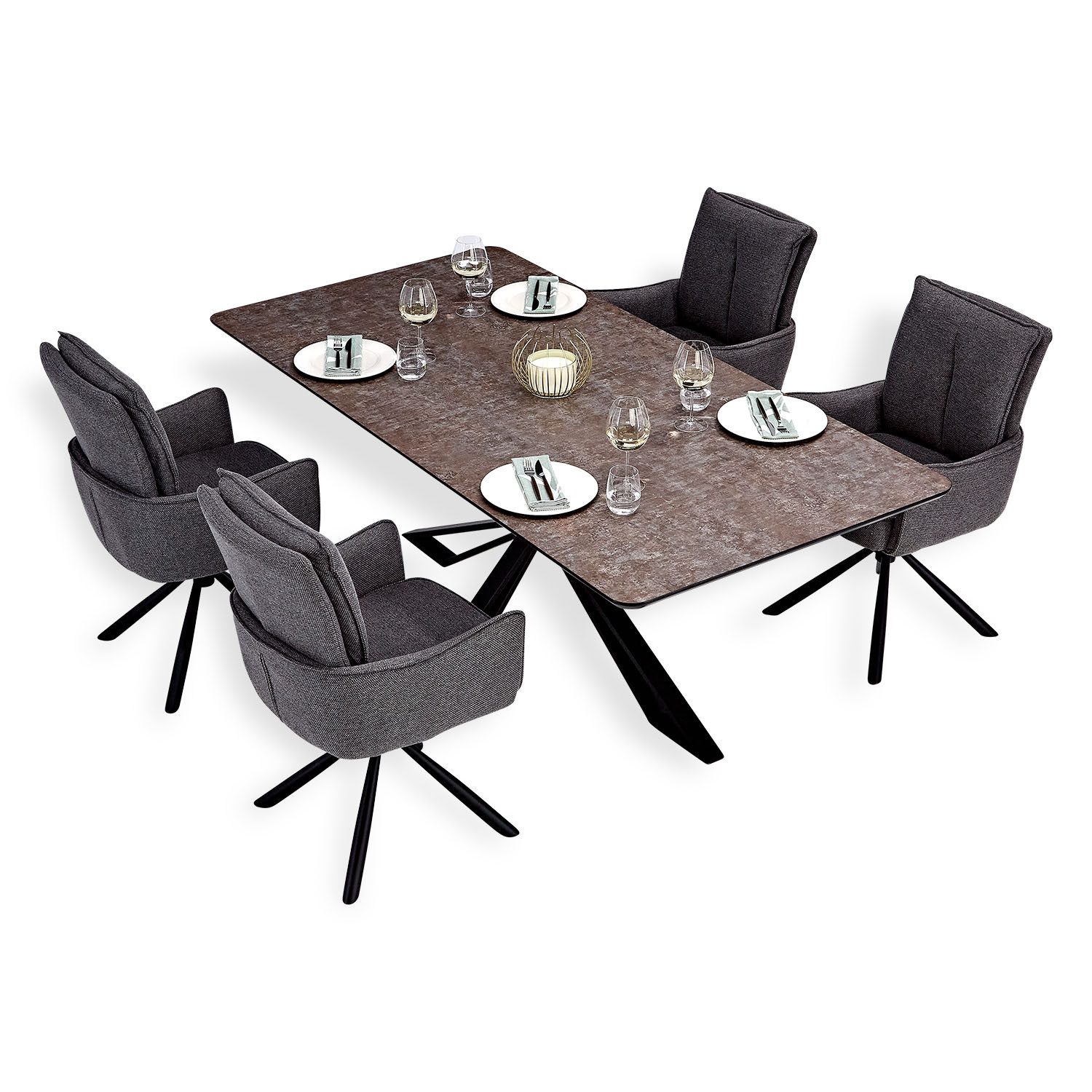 Homestyle4u Essgruppe Esstisch 200x100 Vintage edel günstig online kaufen