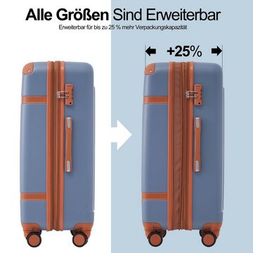 OKWISH Hartschalen-Trolley Handgepäck Koffer Reise Trolley Gepäck, 4 Rollen, Erweiterbar, TSA-Schloss, Nur 1 Stück
