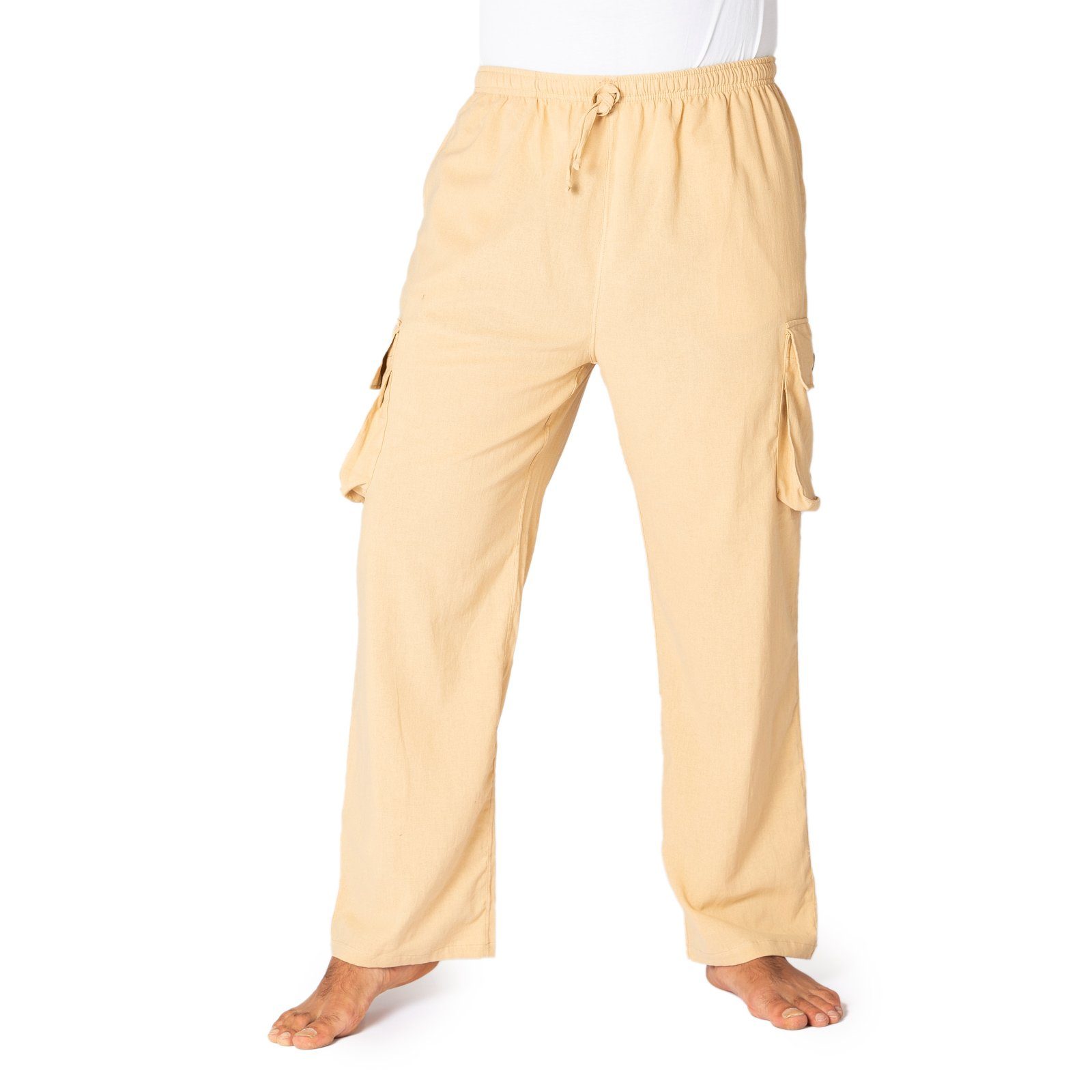 Cargohose Cargo-Hose K bequeme Sommerhose mit 4 Taschen aus 100% Baumwolle