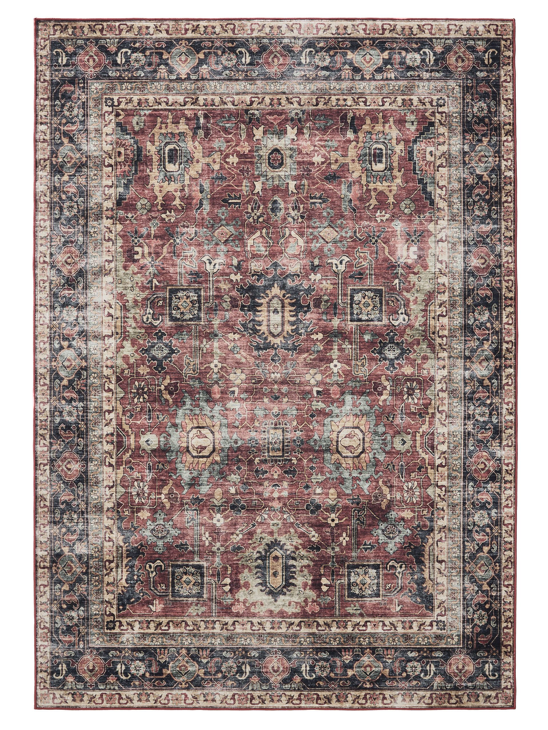 Interiyou Teppich Gent, Rechteckig, Höhe: 5 mm, Vintage Kurzflor für Wohnzimmer, Schlafzimmer, waschbar, pflegeleicht
