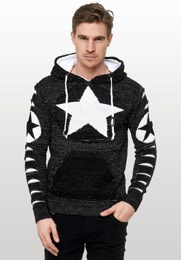 Rusty Neal Kapuzensweatshirt mit großem Stern-Design