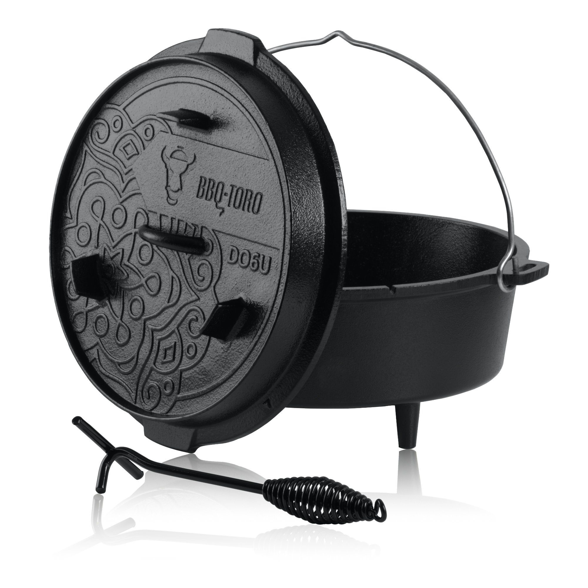 BBQ-Toro Grilltopf Dutch Oven DO6U, 7,3L Ultimate Gusseisen Kochtopf PRO3+ Beschichtung, Gusseisen (3-tlg), 3-fach eingebrannt mit PRO3+ Verfahren