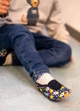 Beck Schläppchen Space mit Ristgummi Gymnastikschuh (Barfußschuhe, für schmale Füße und kleine Kinder besonders geeignet, ab Gr. 18/19 verfügbar) atmungsaktive Baumwolle, rutschfeste Gummi-Laufsohle