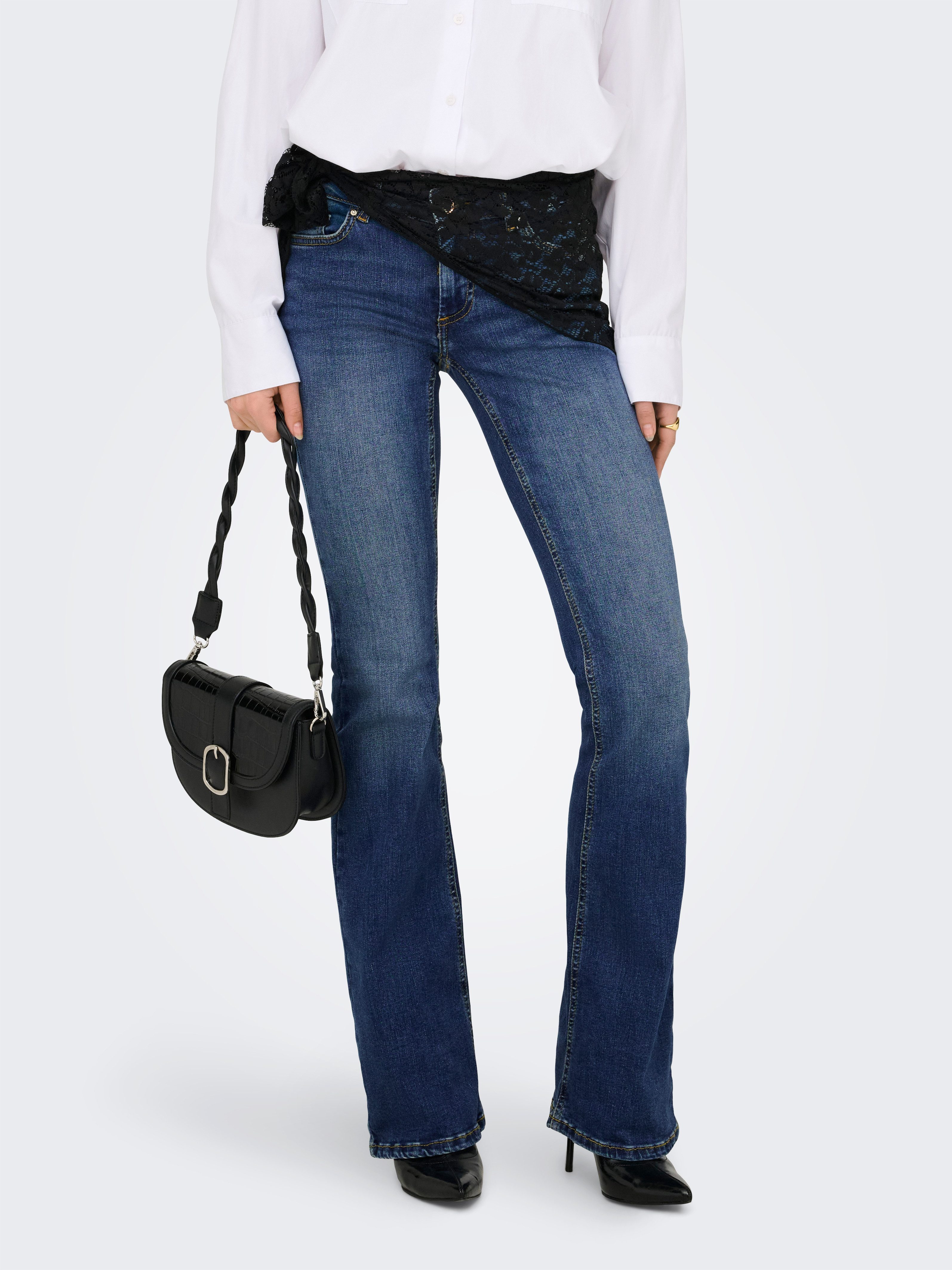 ONLY Bootcut-Jeans ONLBLUSH – Bootcut-Jeans mit niedriger Leibhöhe und Stretch Baumwollmischung, bootcut fit