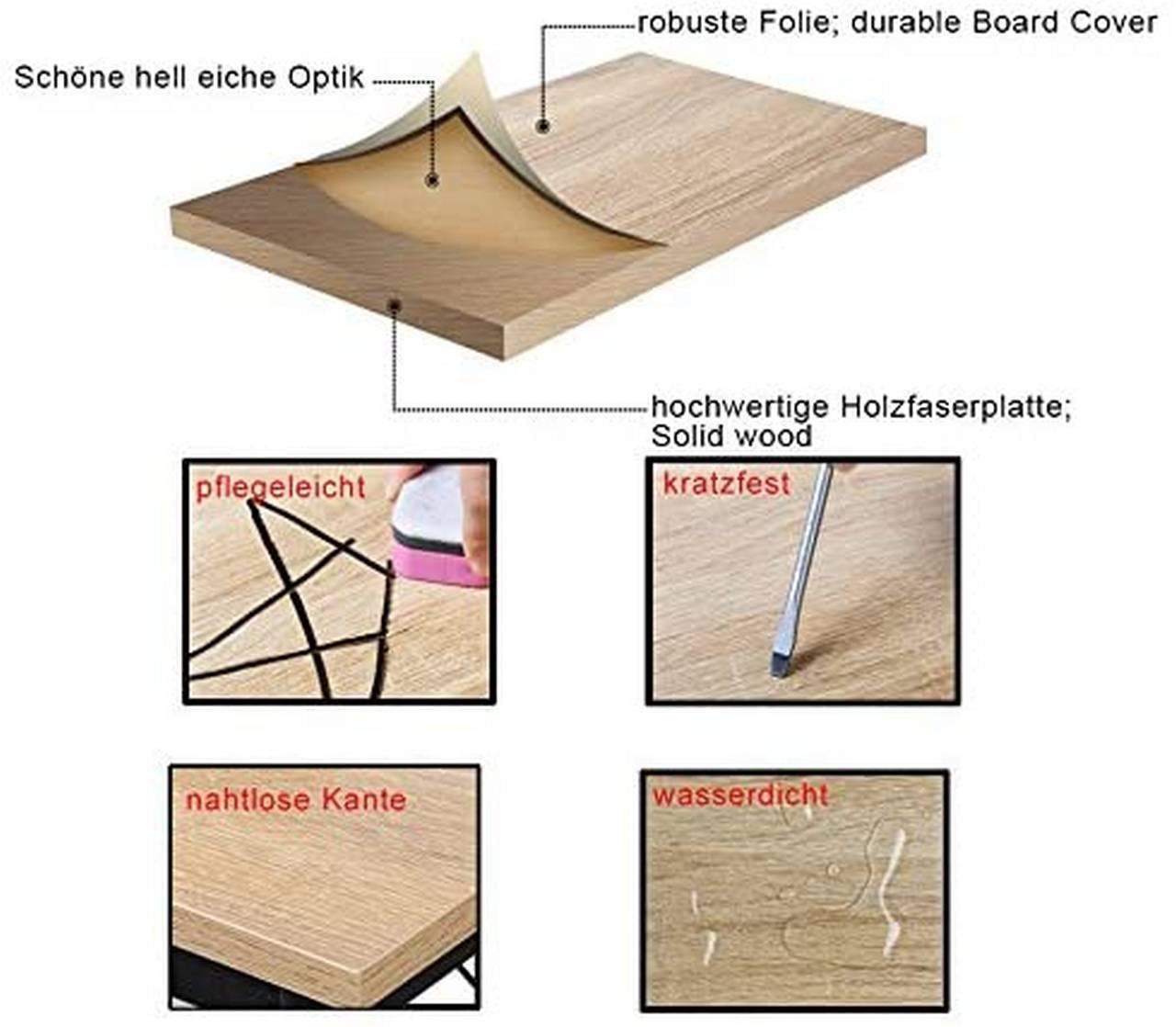 & natur Schreibtisch, Holz Schreibtisch Woltu in aus Design modernem Stahl
