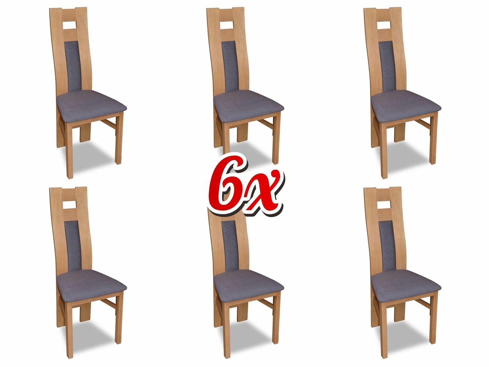 Stühle Lehn JVmoebel Stoff Stuhl Lehnstuhl Esszimmer Neu 6x Gruppe Set Stuhl