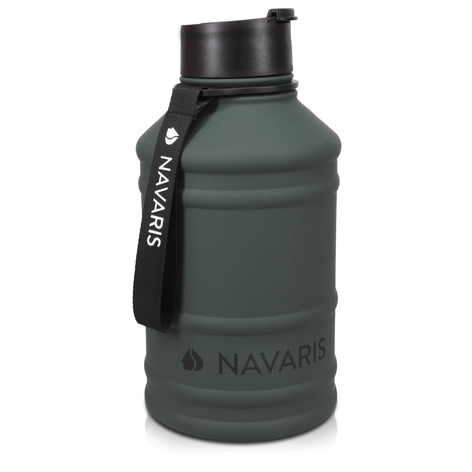 Sport XXL 2,2l Wasserflasche Water - Jug Flasche Gym Navaris Bottle Trinkflasche Anthrazit