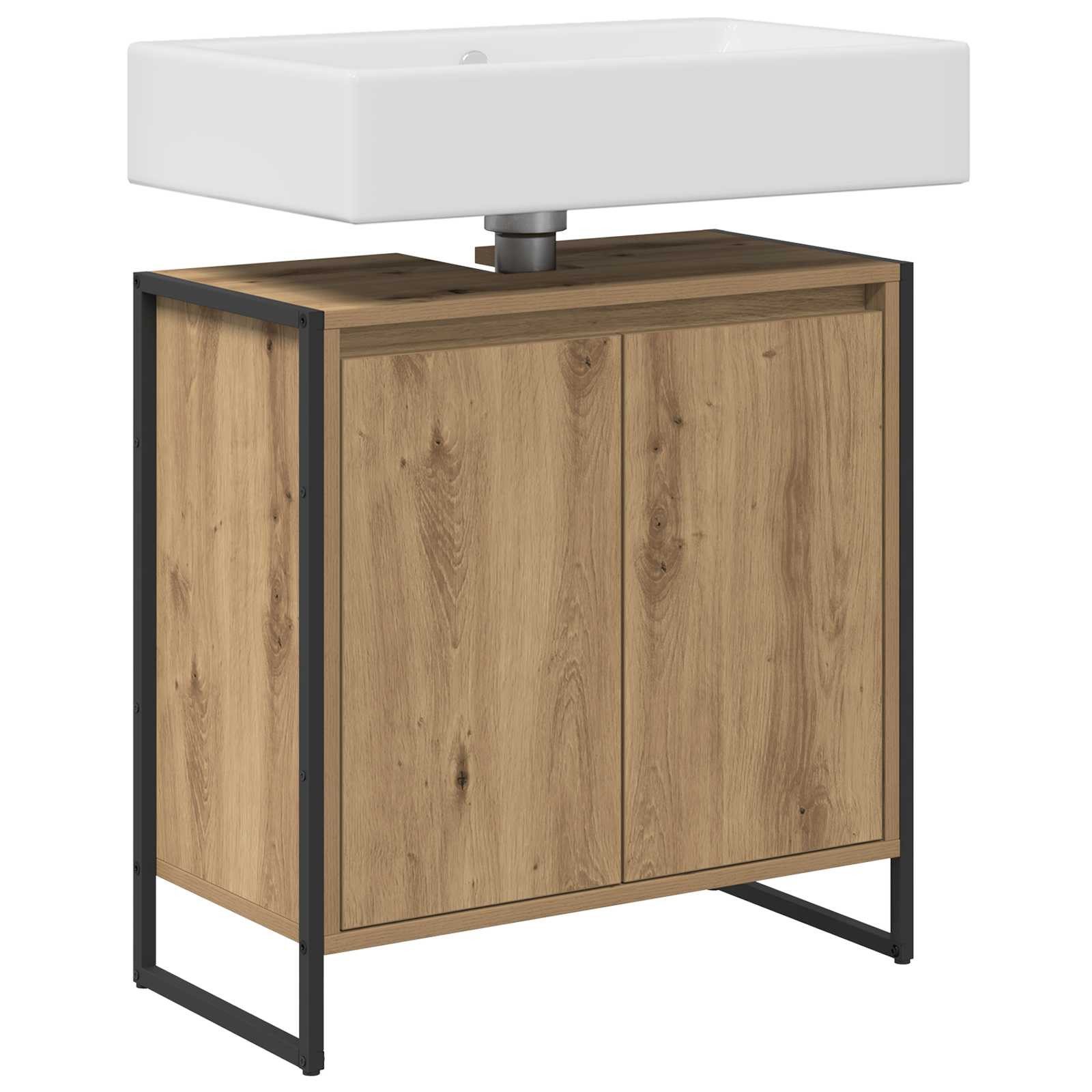 vidaXL Waschtisch 60 x 30 x 60 cm Badezimmerschrank mit Tür Kunsthandwerk Eiche 60x30x60