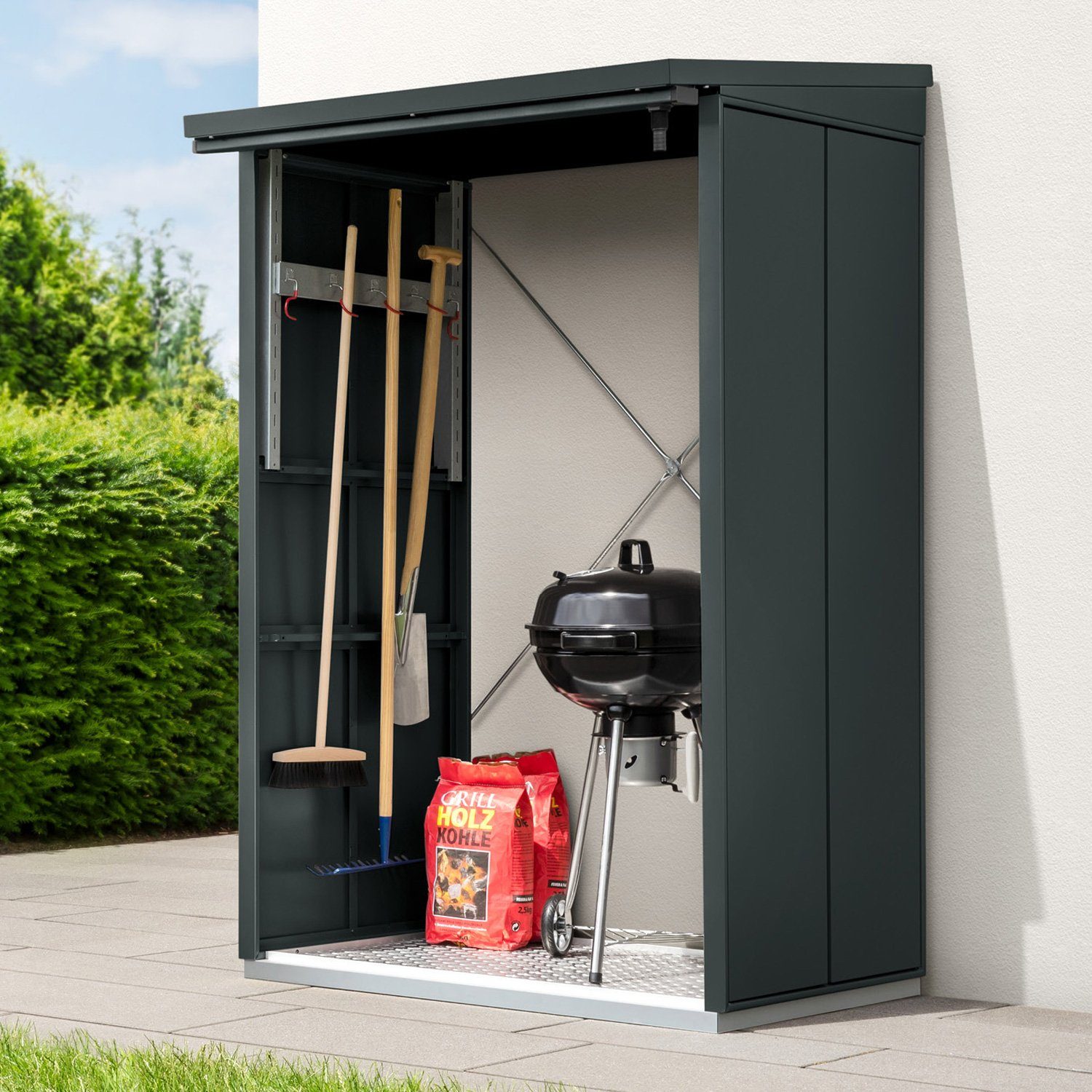 Hörmann Ecostar Kaminholzregal Elegant Typ aus Metall (123 x 103 x 198 cm (T x B x H), feuerverzinktes Stahlblech