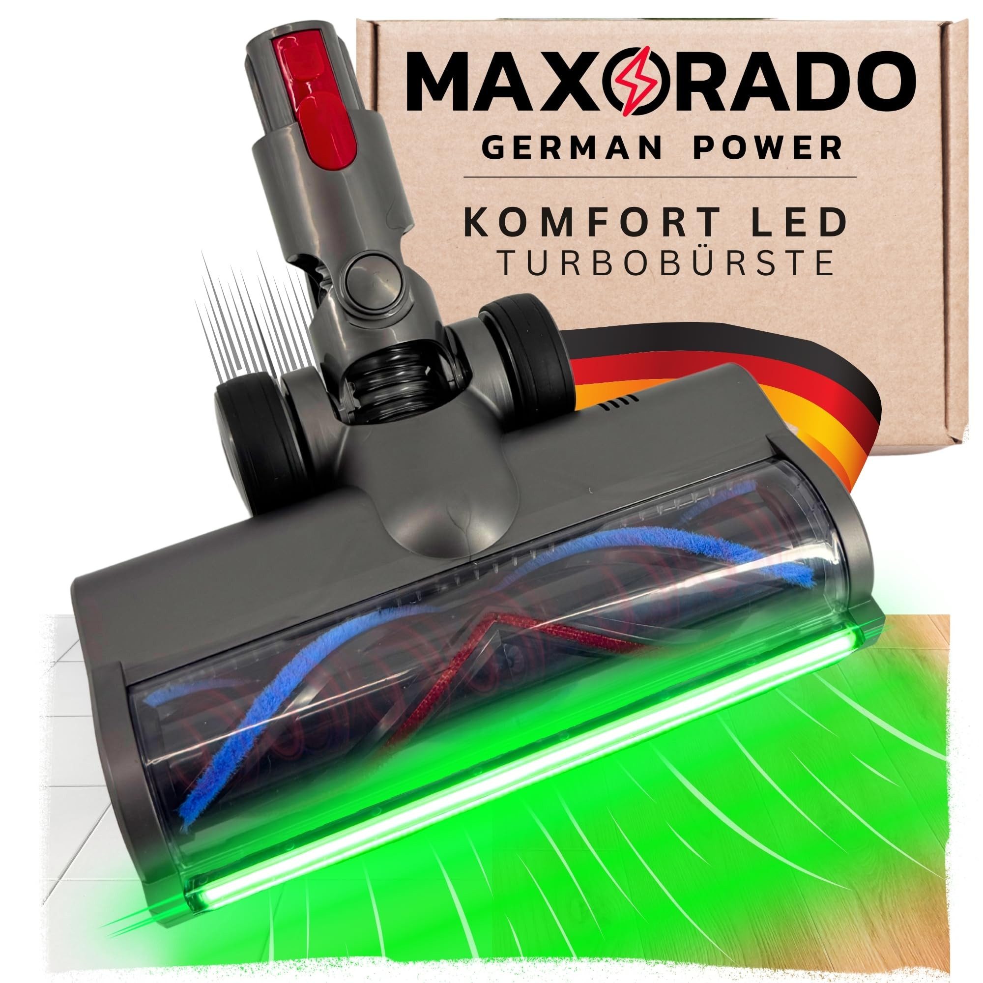 Maxorado Turbodüse Turbodüse für Dyson V7 V8 V10 V11 V15 LED beleuchtet Düse Turbobürste, Zubehör für Akku Staubsauger, (Ersatzteil Zubehör, 1-tlg., Staubsaugerdüse), Bodendüse Teppich Parkett