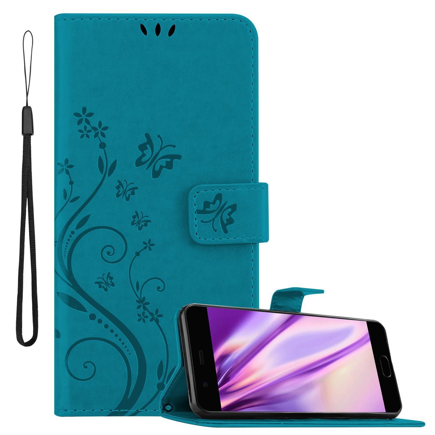 Cadorabo Handyhülle für Huawei P10 Hülle Huawei P10, Hülle Schutzhülle Blumen Flower mit Standfunktion Kartenfach Magnet