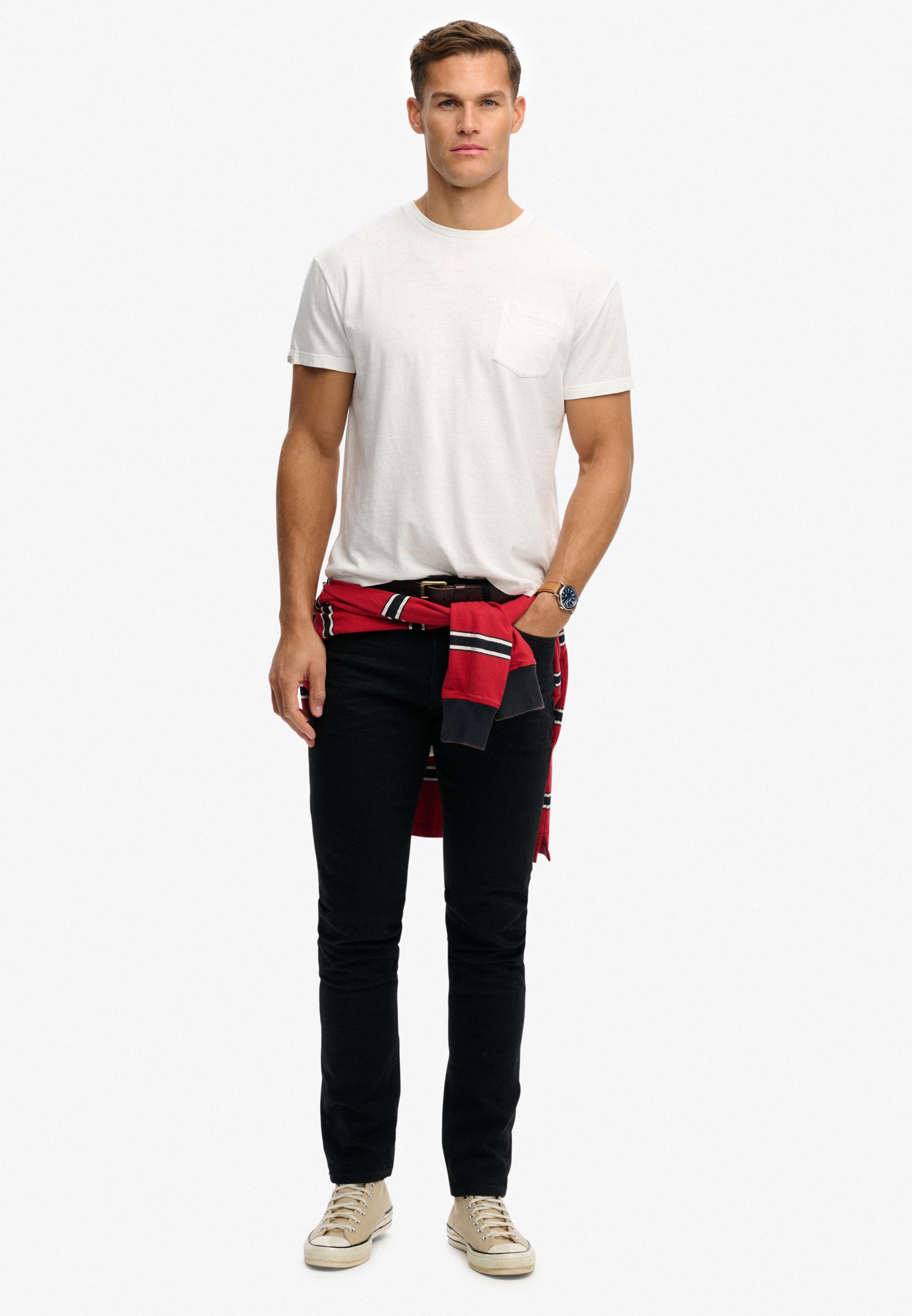 Superdry Rundhalsshirt COTTON CLASSIC LINEN PKT TEE Baumwollmischung, relaxed fit aus luftig leichtem Baumwoll-Leinen-Mix – Bild 5 von 5