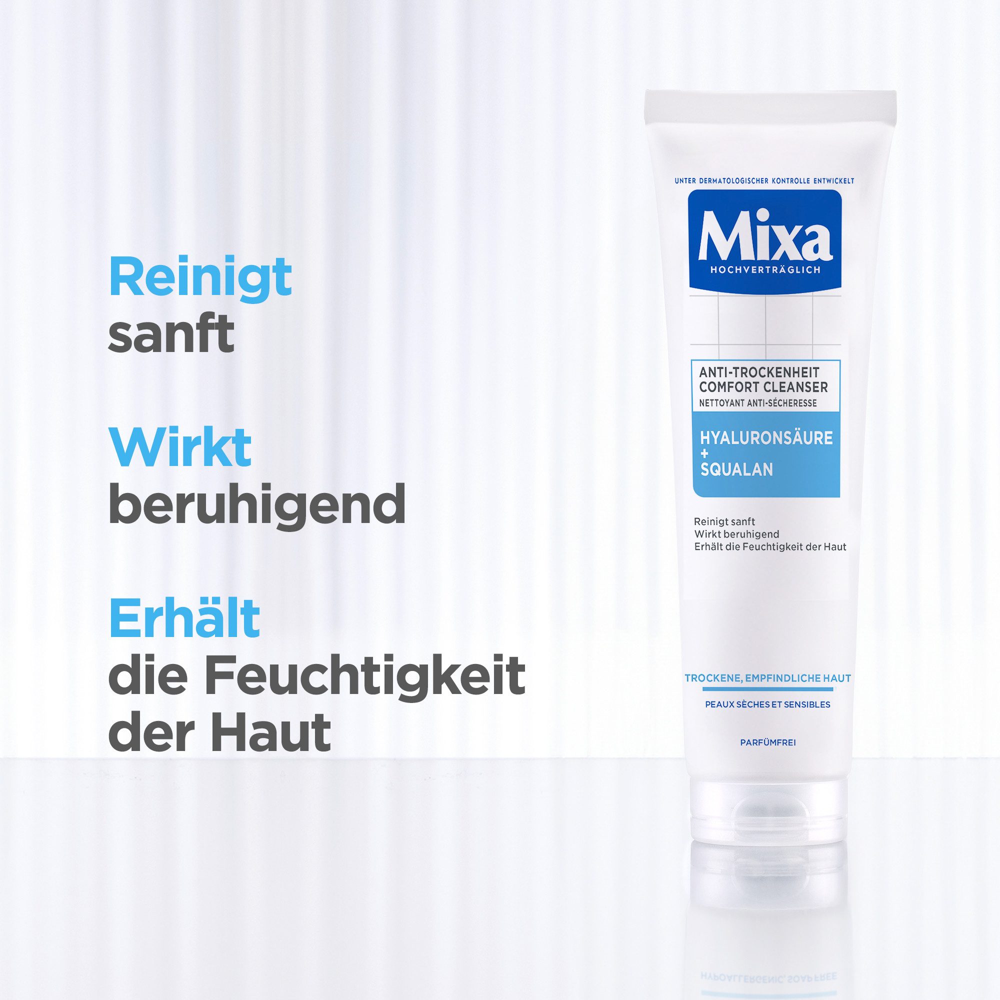 Mixa Gesichts-Reinigungsfluid Mixa Anti-Trockenheit Comfort Cleanser, sanfte Reinigung, mit Hyaluronsäure, entfernt Make-Up schonend