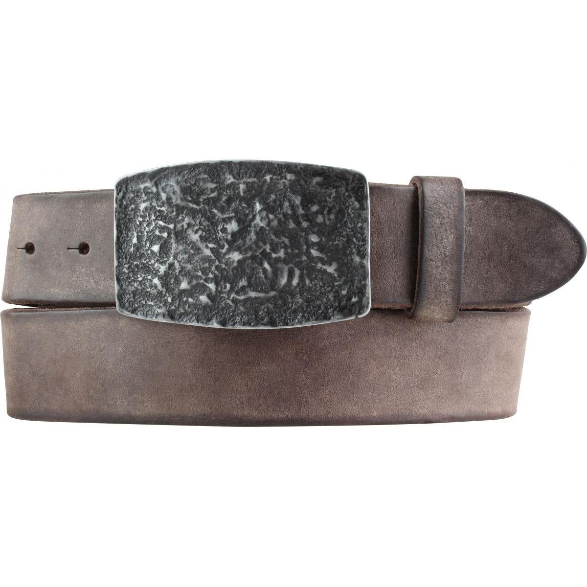 Ledergürtel Gürtel mit besonderer Gürtelschnalle aus weichem Vollrindleder 4 cm Us