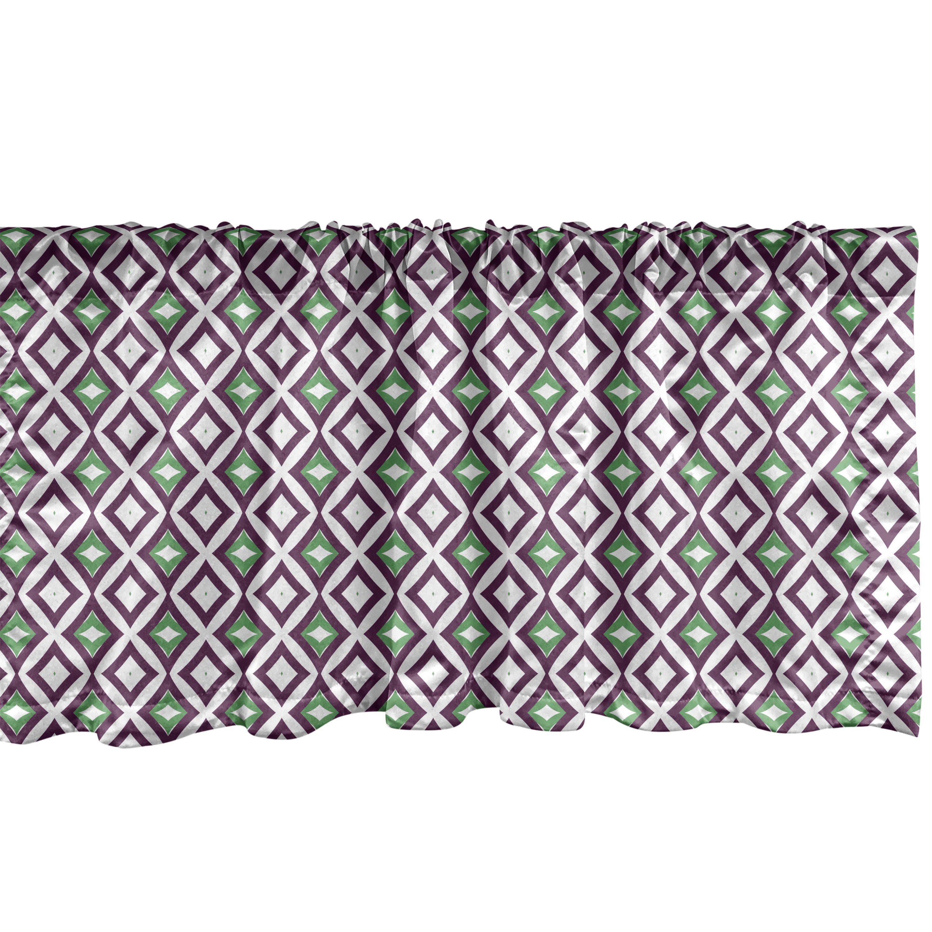 Scheibengardine Vorhang Volant für Küche Schlafzimmer Dekor Stangentasche, mit Abakuhaus, Geometrie Zusammensetzung Retro Abstrakte Microfaser