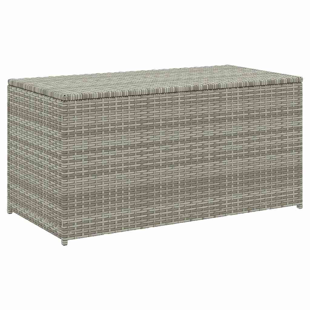 furnicato Gartenbox Aufbewahrungsbox Poly-Rattan 100x50x50 cm Grau wetterfest, Stabile Kissenbox mit Gasdruckfeder und PE-Innenfutter für den Garten