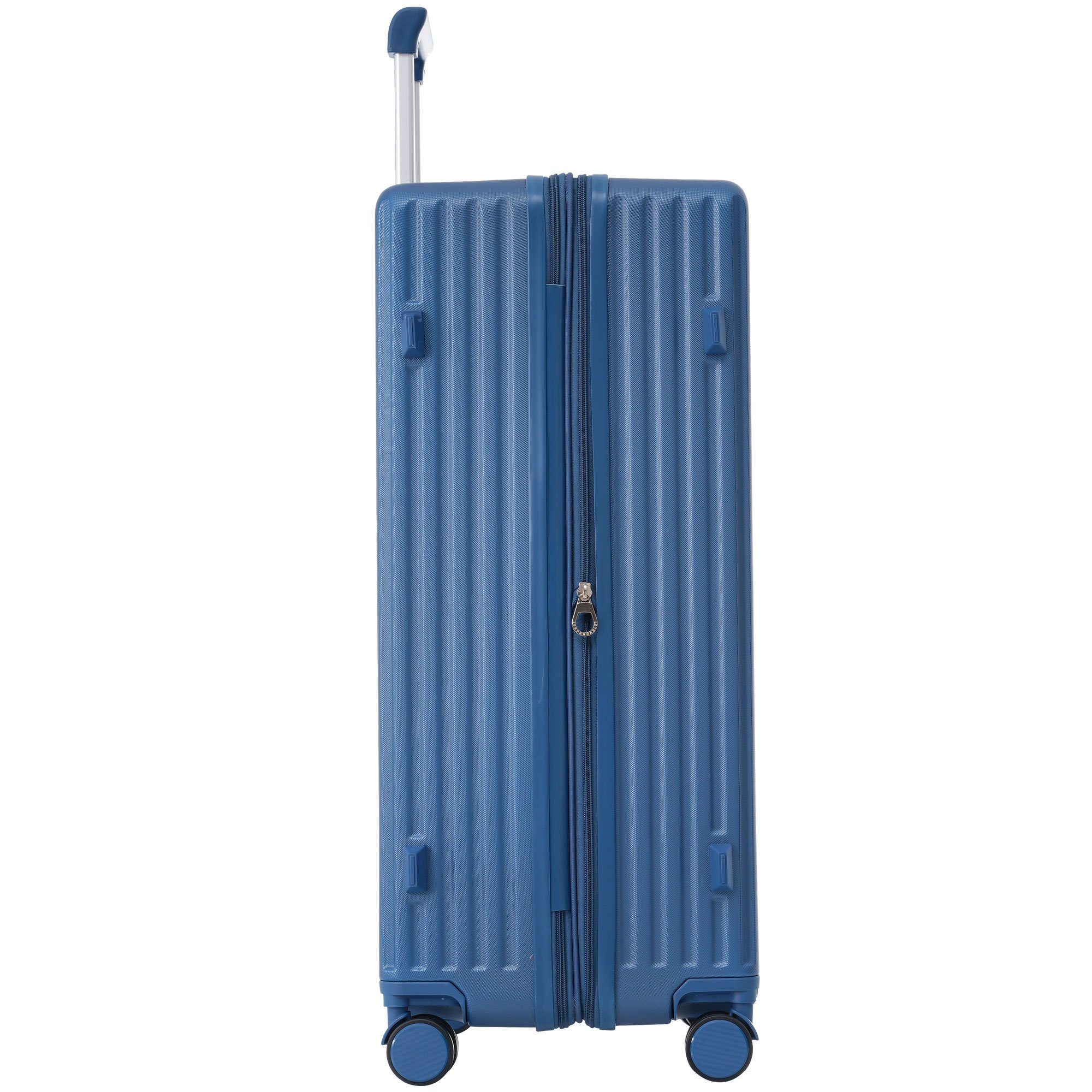 REDOM Trolleyset Kofferset Hartschalentrolley Blau Set, Handgepäck 4 Reisekoffer (3 tlg) Rollen