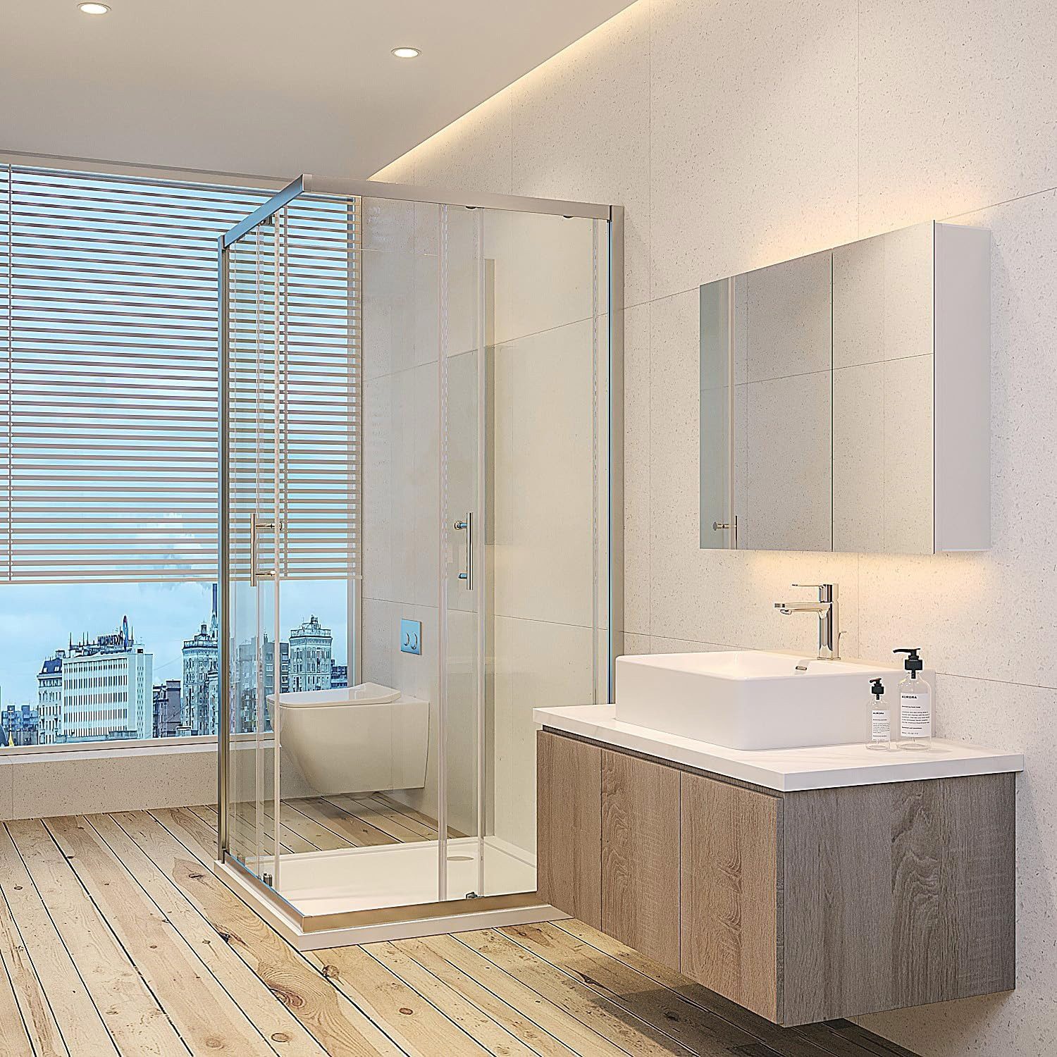 AQUABATOS Eckdusche U-Form Duschkabine mit Schiebetür Eckeinstieg Dusche ohne Duschwanne, BxT: 75x75 cm, Einscheibensicherheitsglas, Klare Einscheibensicherheit – Bild 4 von 5