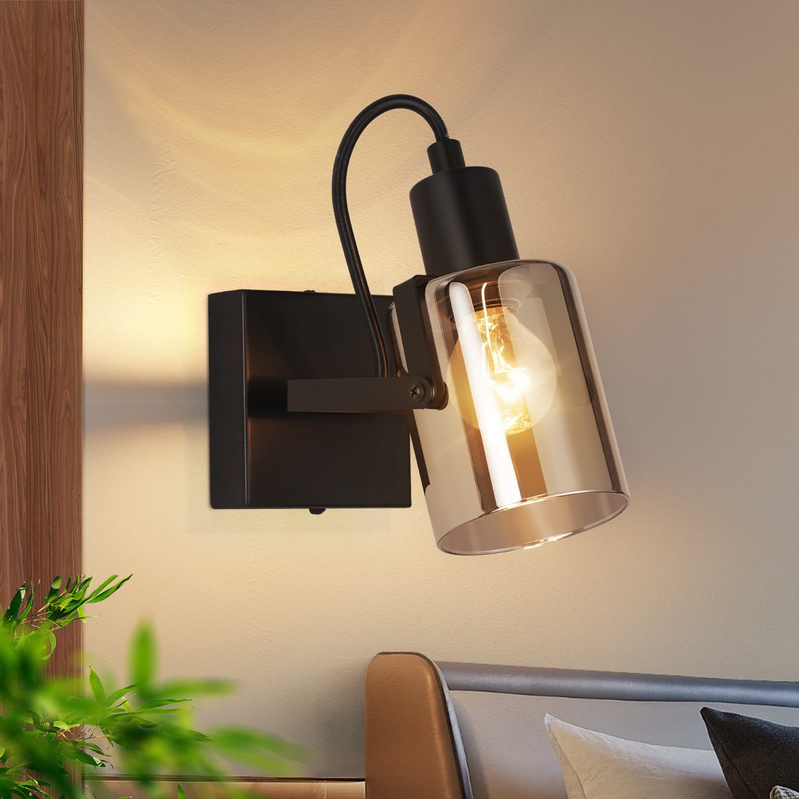 Nettlife Deckenstrahler Vintage Deckenlampe Rauchgrau Glas günstig online kaufen