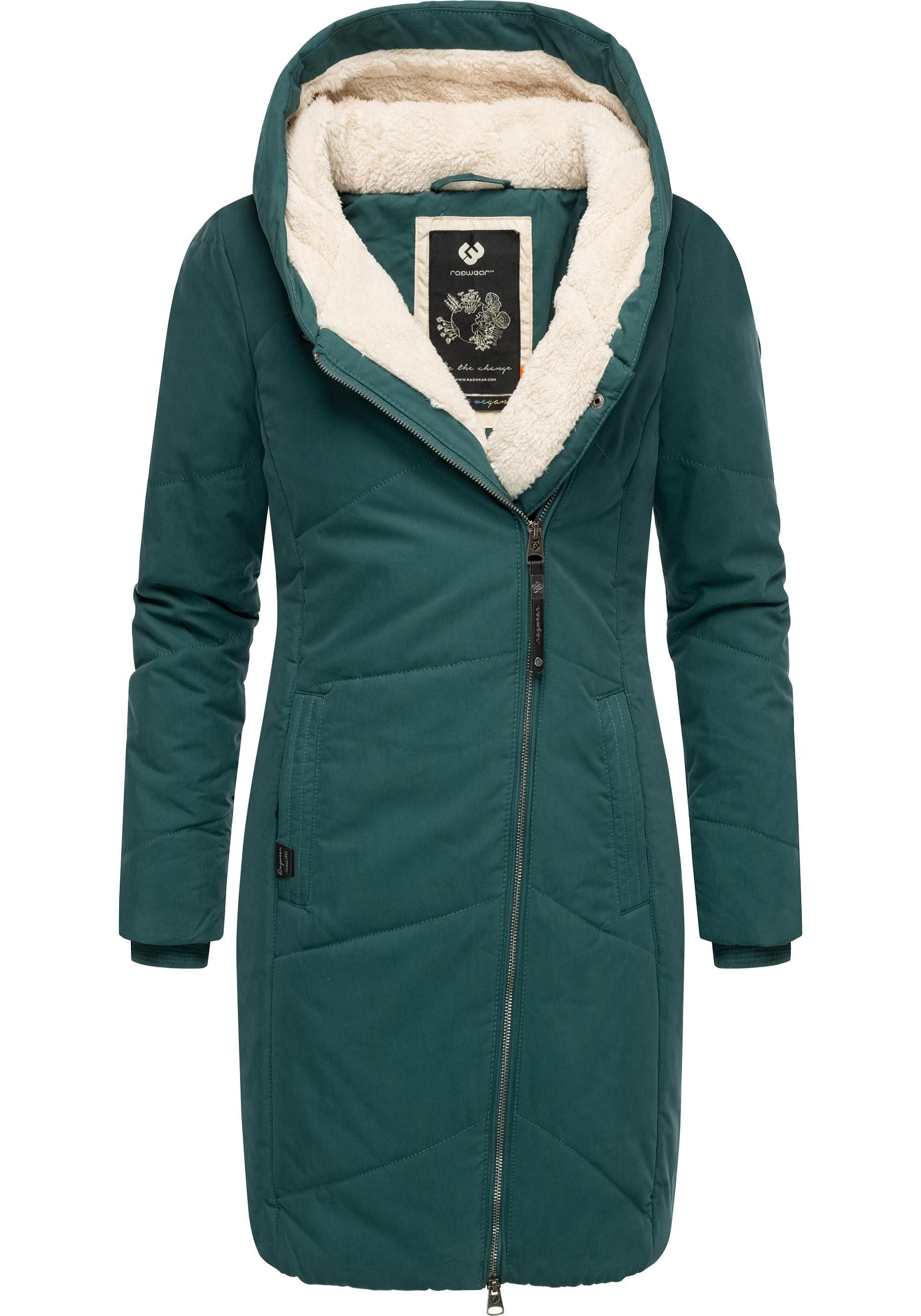 Ragwear Wintermantel Gordon Long gesteppter Winterparka mit asymmetrischem Kragen