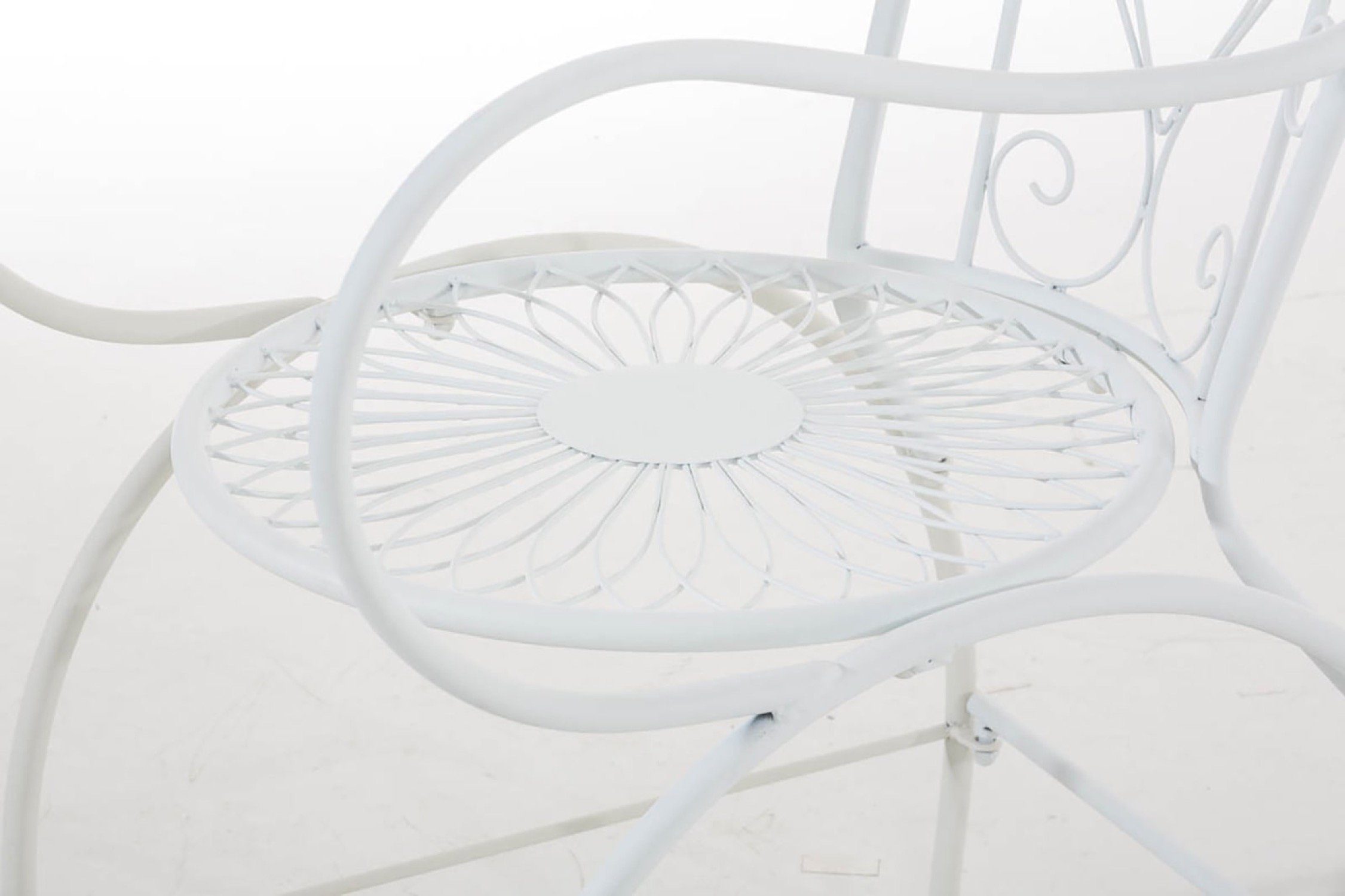 weiß cm 48 Balkon, - handgefertigtem / TPFGarden Farbe: Sitzhöhe: 43 Sheen - Gartenstuhl 2er-Set outdoor, x Terrasse 88 x Eisen Bistrotisch (Metalltische St), aus (HxBxT): 2 Garten, - cm Maße für 48