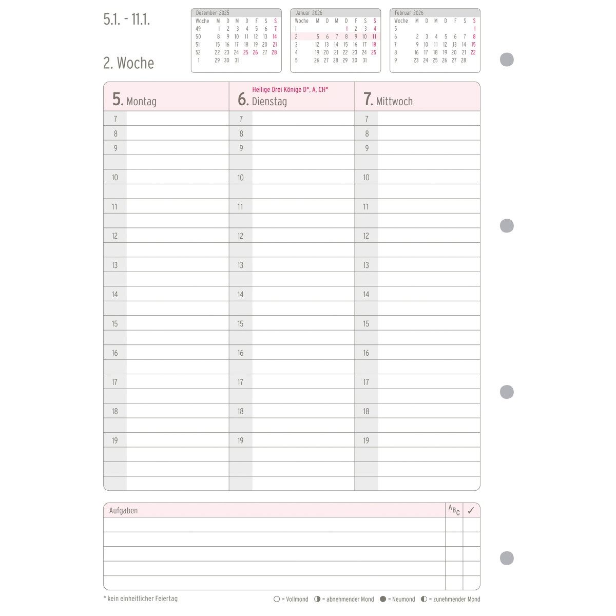 CHRONOPLAN Terminplaner Wochenplan A4 1 Woche/2 Seiten 2026