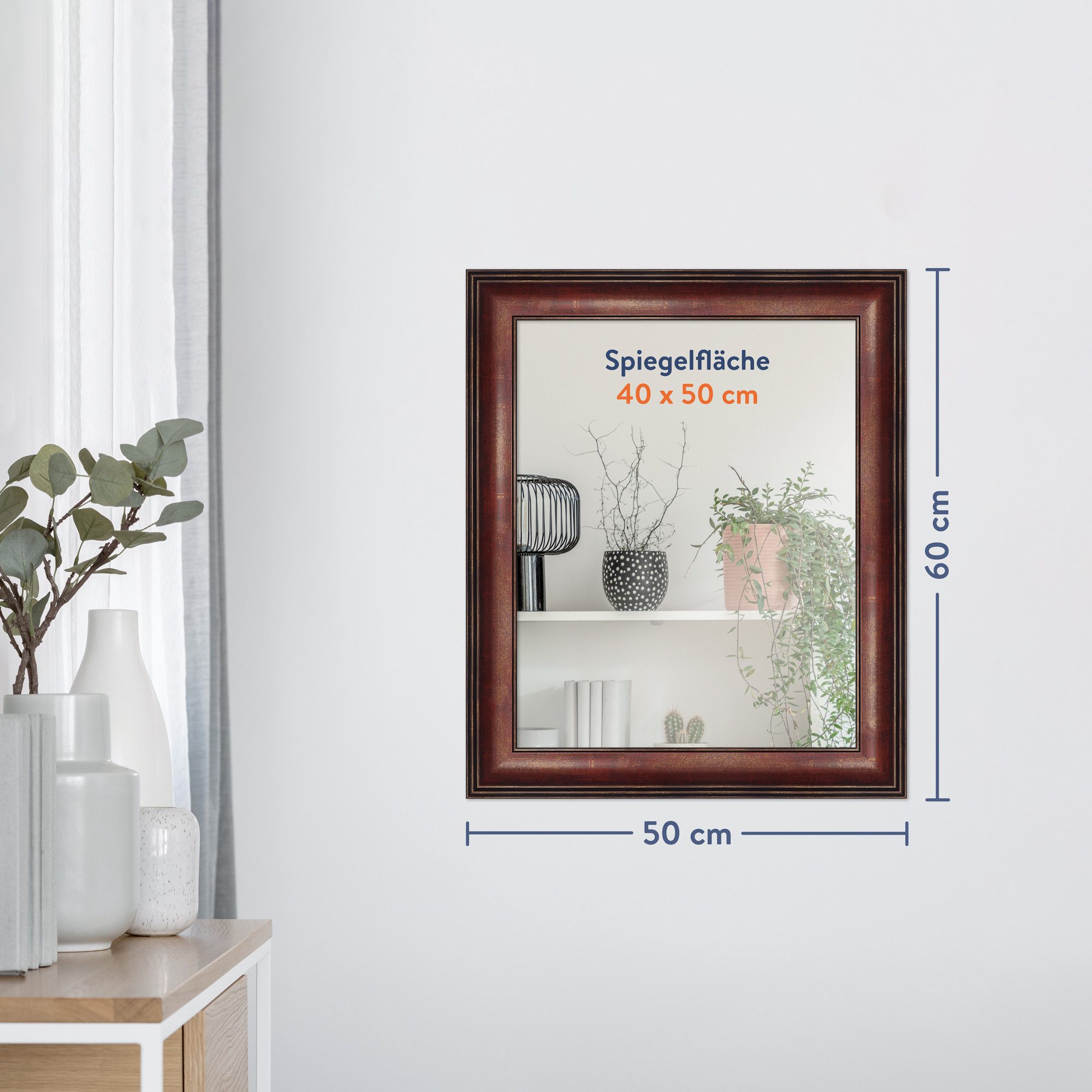 WANDStyle Wandspiegel H235, Rot, aus Kunststoff im Stil Klassisch