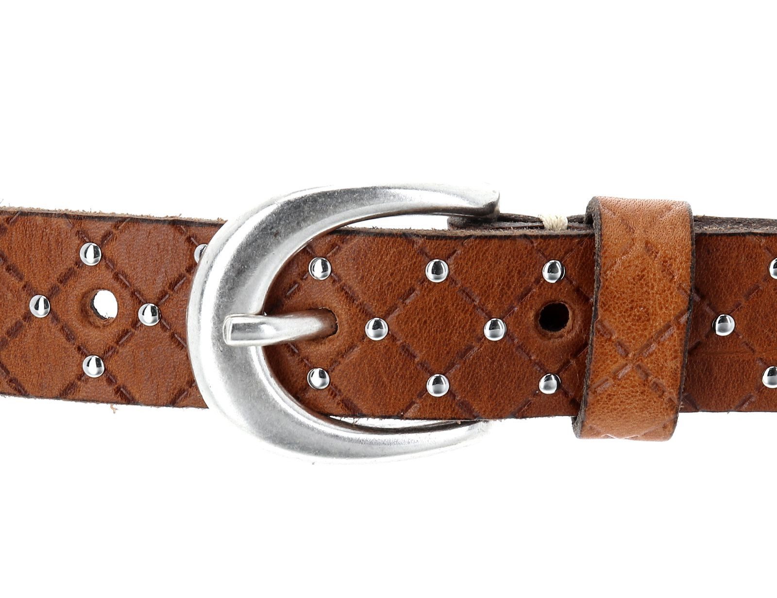 b.belt Ledergürtel Lilou Silver Leder-Nietengürtel aus echtem Leder