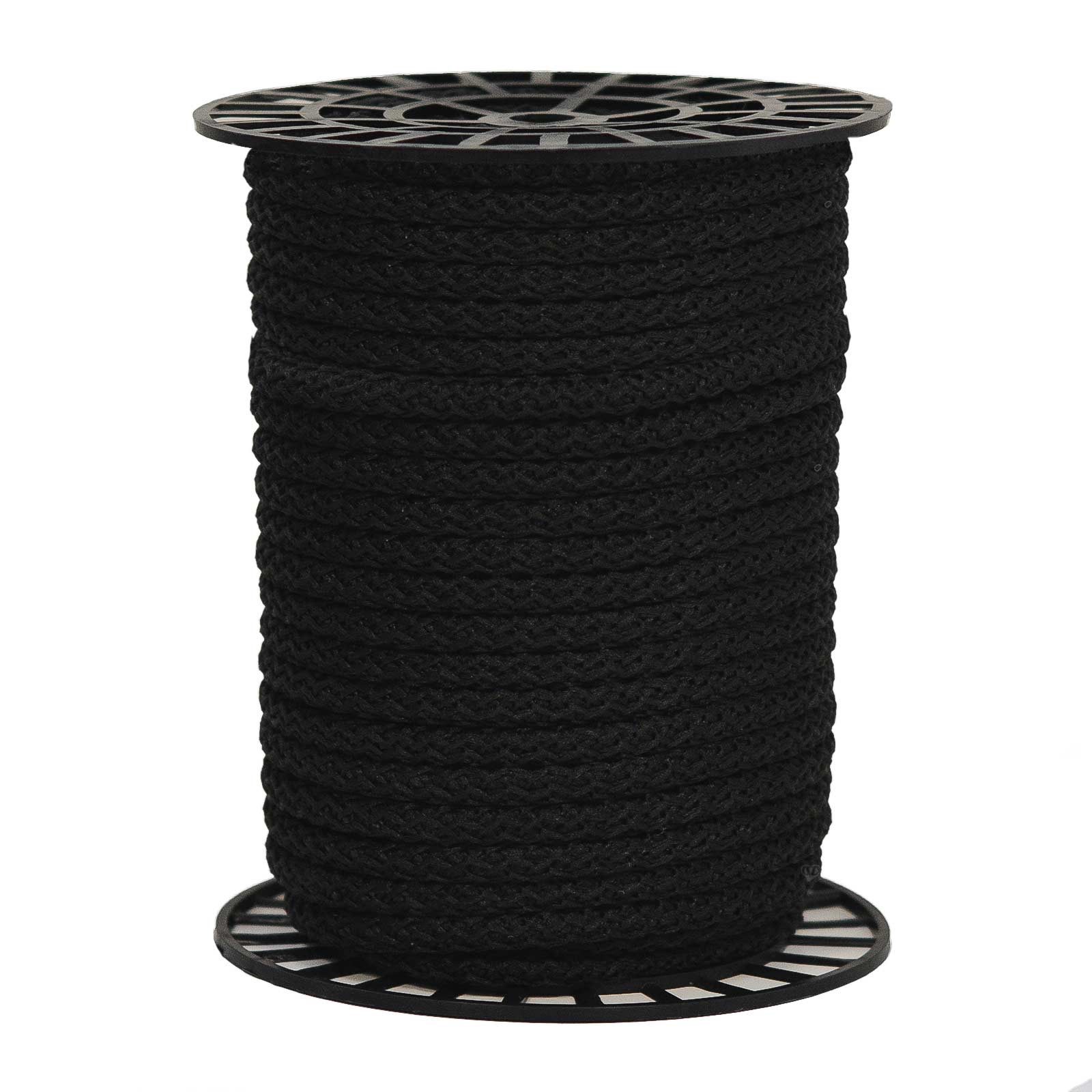 maDDma Seil 50m Polypropylen-Seil Ø 10mm auf Rolle Universalseil Kordel Schnur (1 Rolle), schwarz