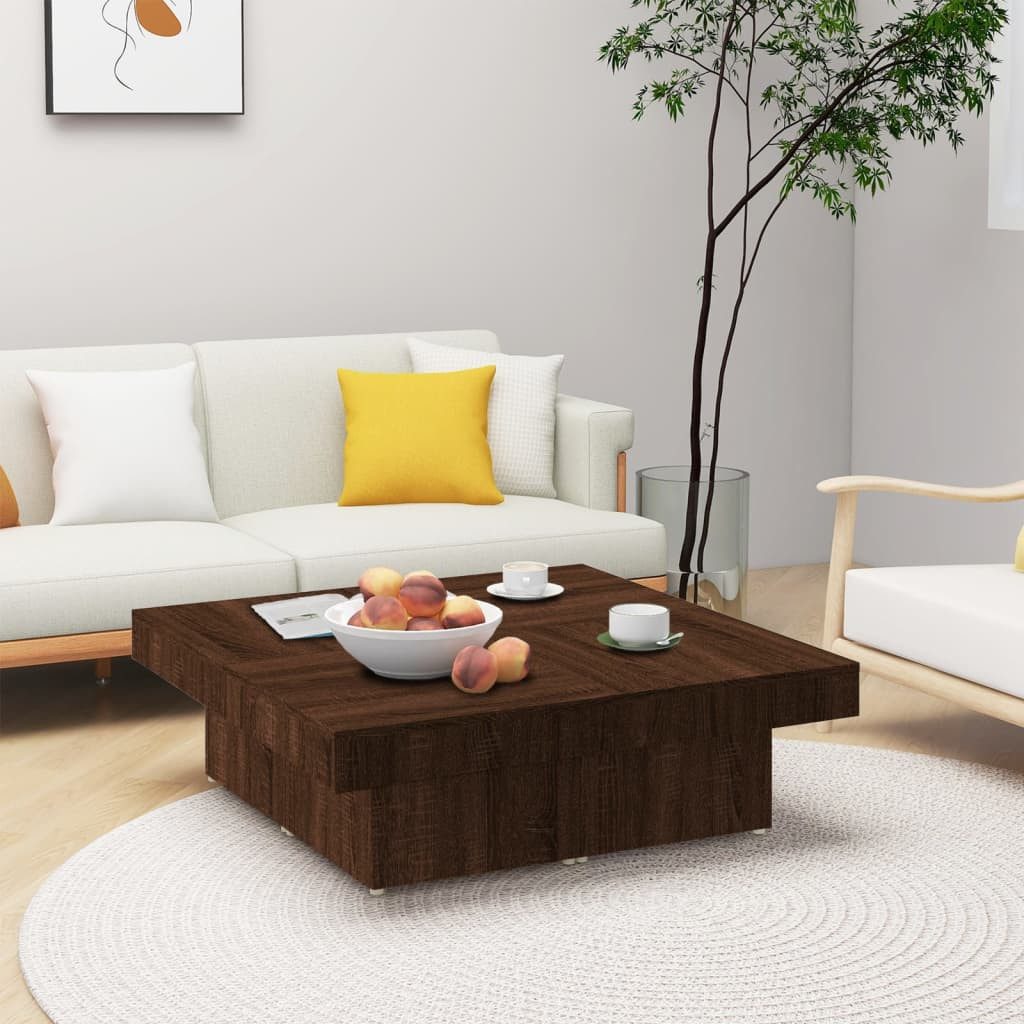 furnicato Couchtisch Braun Eichen-Optik 90x90x28 cm günstig online kaufen