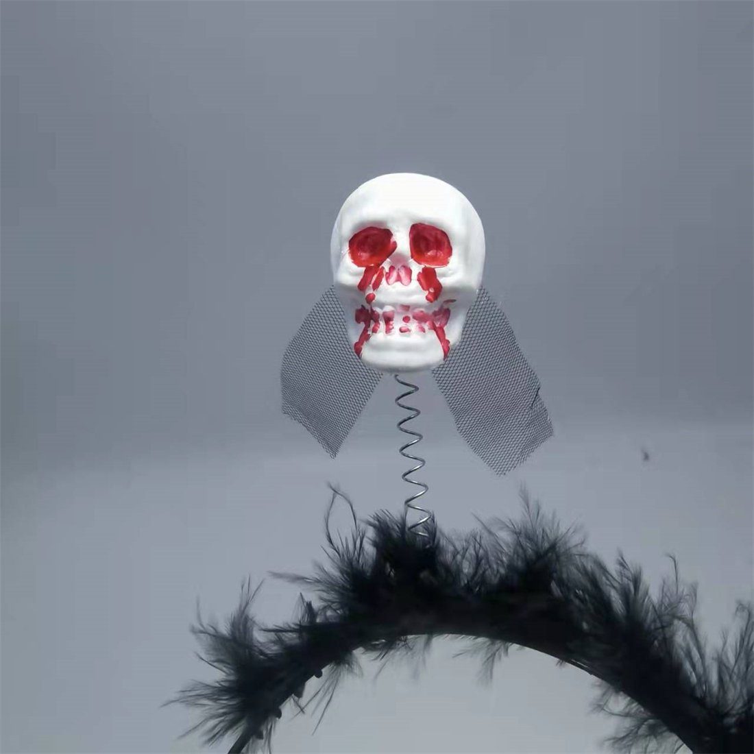 Mesh Diadem Halloween Gespenst Halloween, Skelett Bühne Party,festliche,halloween Rot Abschlussball, YOOdy~ Kopfbedeckungen für deko Kopf (1-tlg),
