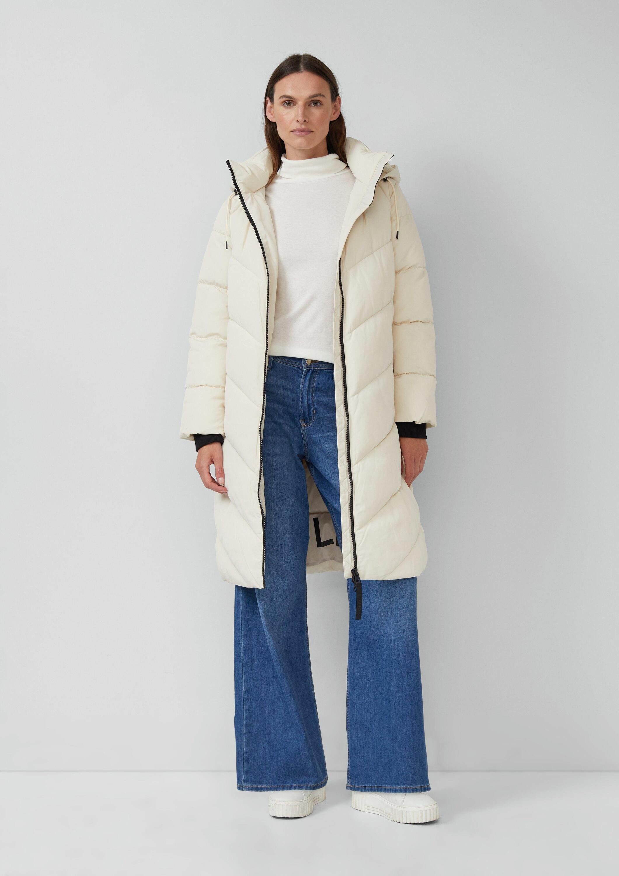 s.Oliver Wintermantel Outdoor-Mantel Steppmantel mit Teddyplüsch-Kapuze