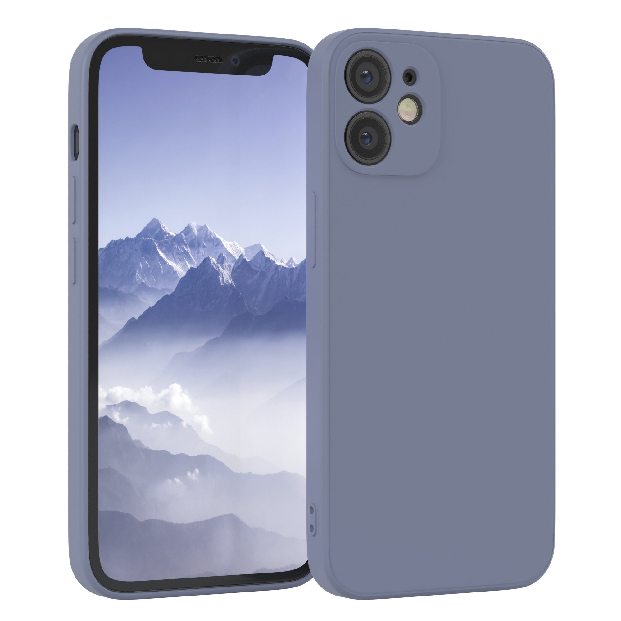 EAZY CASE Handyhülle für Apple iPhone 12 Mini Hülle Silikon 5,4 Zoll, Silikon Schutzhülle mit Kameraschutz Matt Back Cover Soft Eis Blau