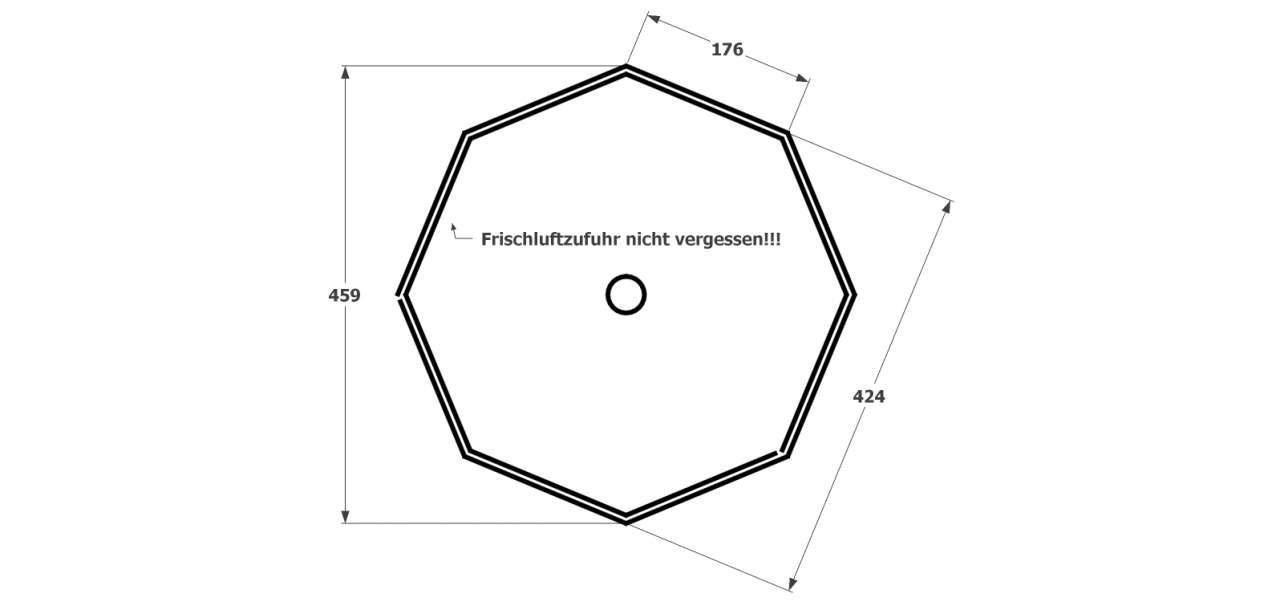 Finn Art Blockhaus Grillkota Grillpavillon 8-eckig Elegance 14,9 max. 21 Personen, BxT: 424x424 cm, Schindeln schwarz, mit Grillanlage, mit 18 mm Fußboden
