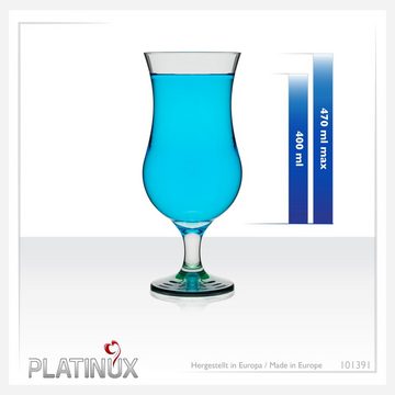 PLATINUX Cocktailglas Cocktailgläser mit Ombré Effekt Grün, Glas, 400ml (max. 470ml) Set 6-Teilig Longdrinkgläser Milkshake