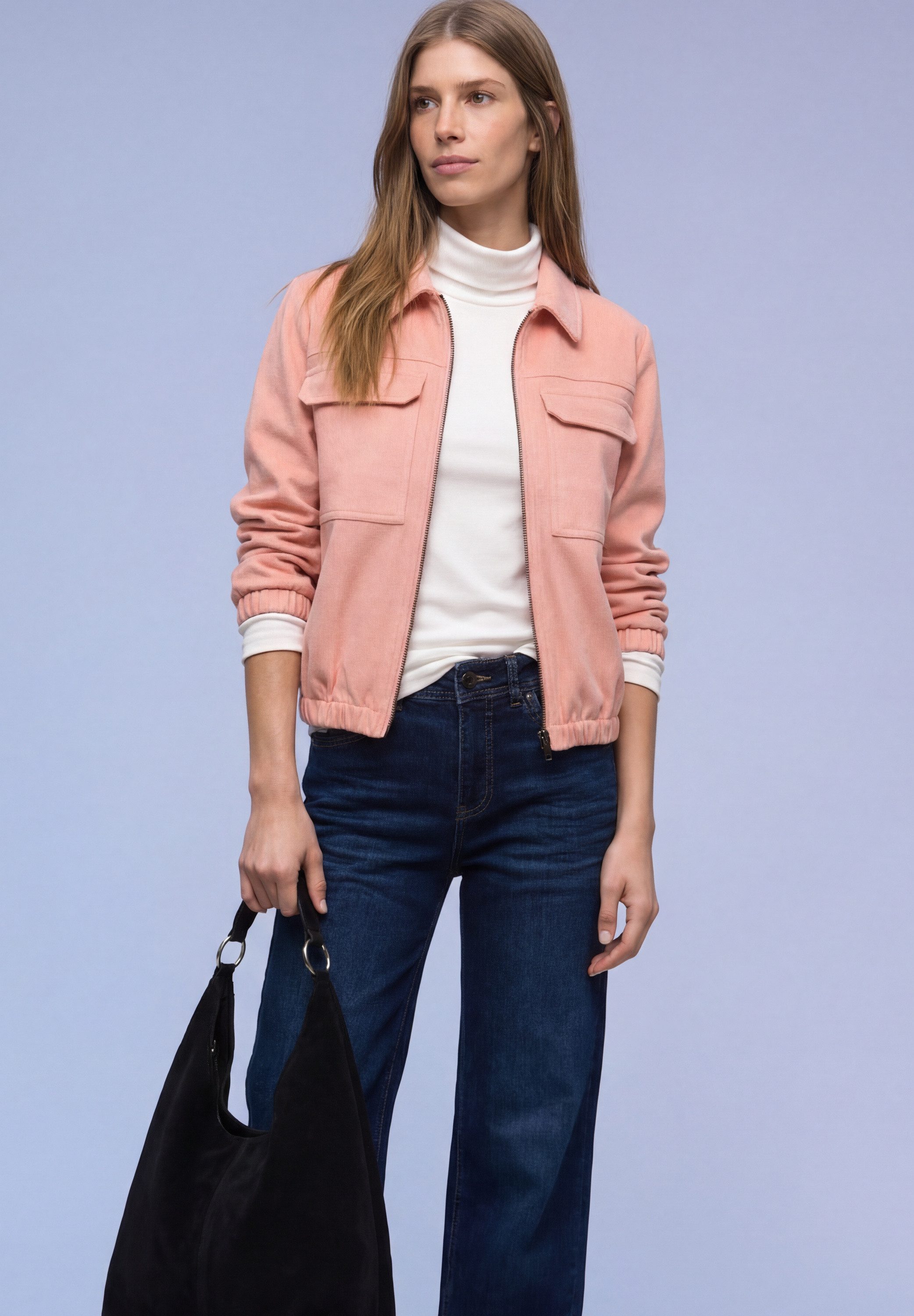 STREET ONE Lederimitatjacke in Velours-Optik